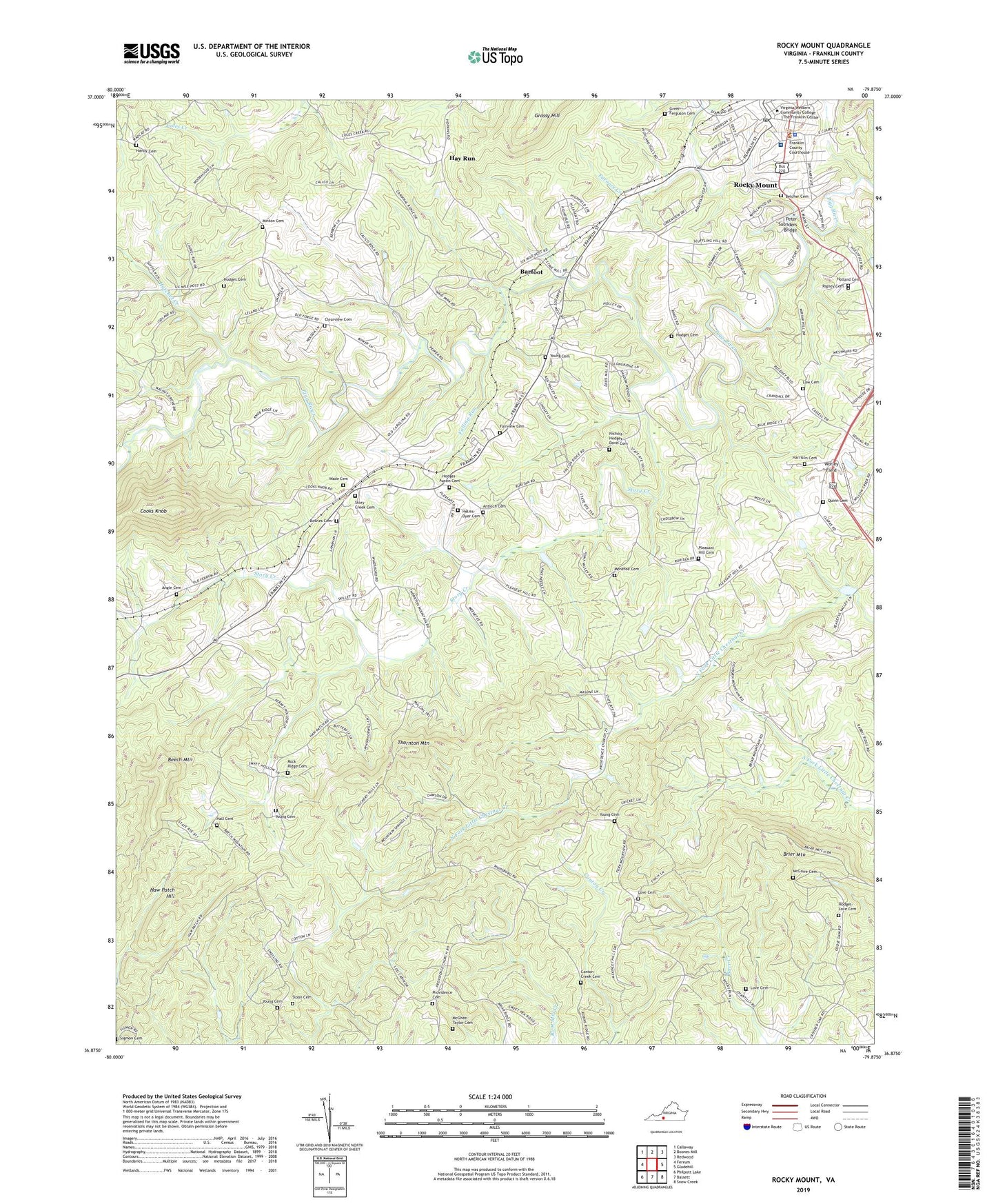 Rocky Mount Virginia US Topo Map Image
