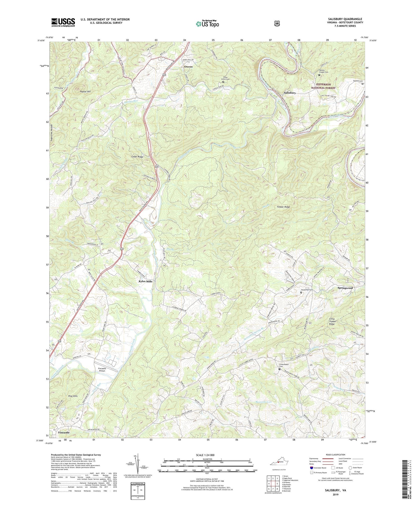Salisbury Virginia US Topo Map Image