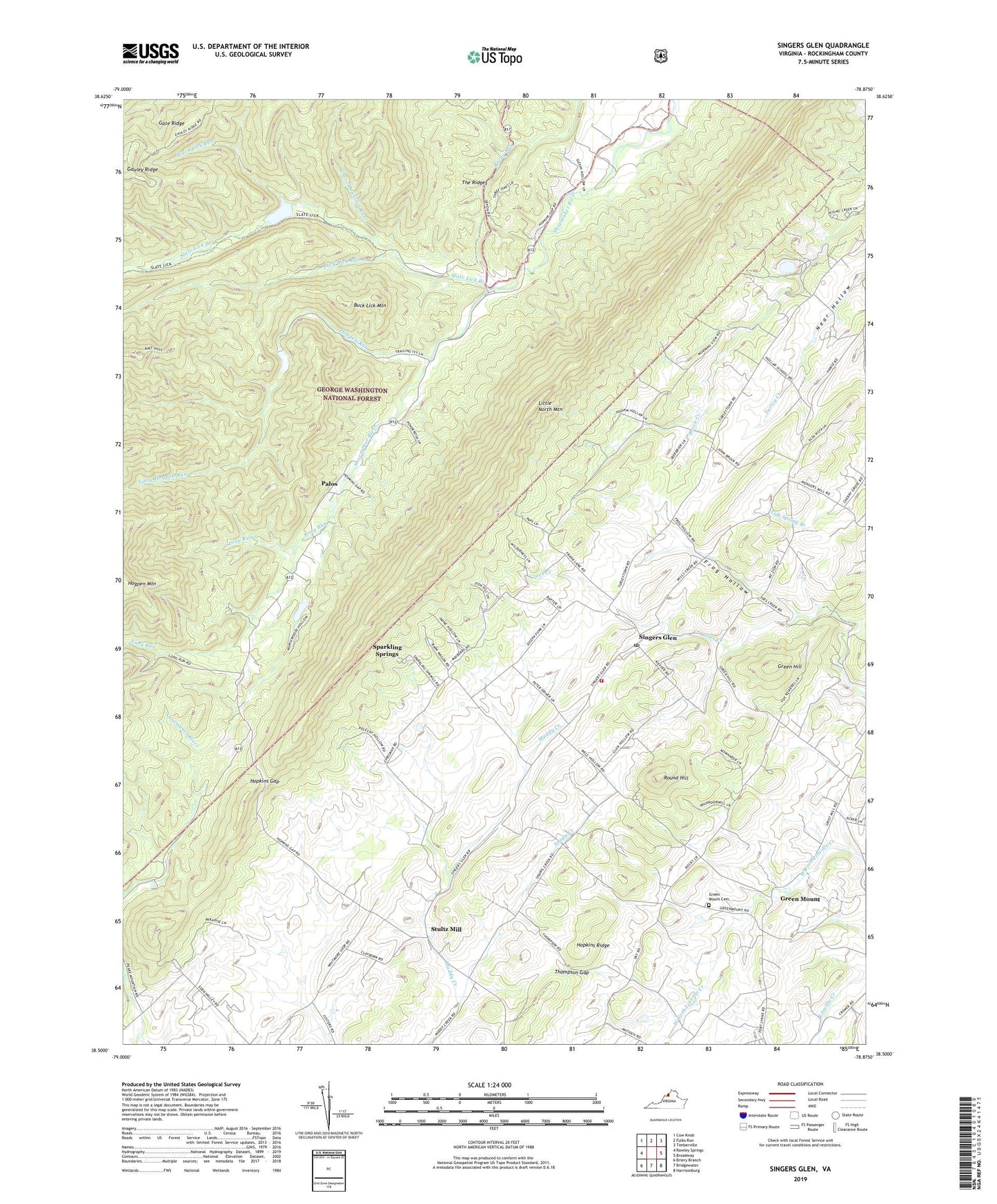 Singers Glen Virginia US Topo Map Image
