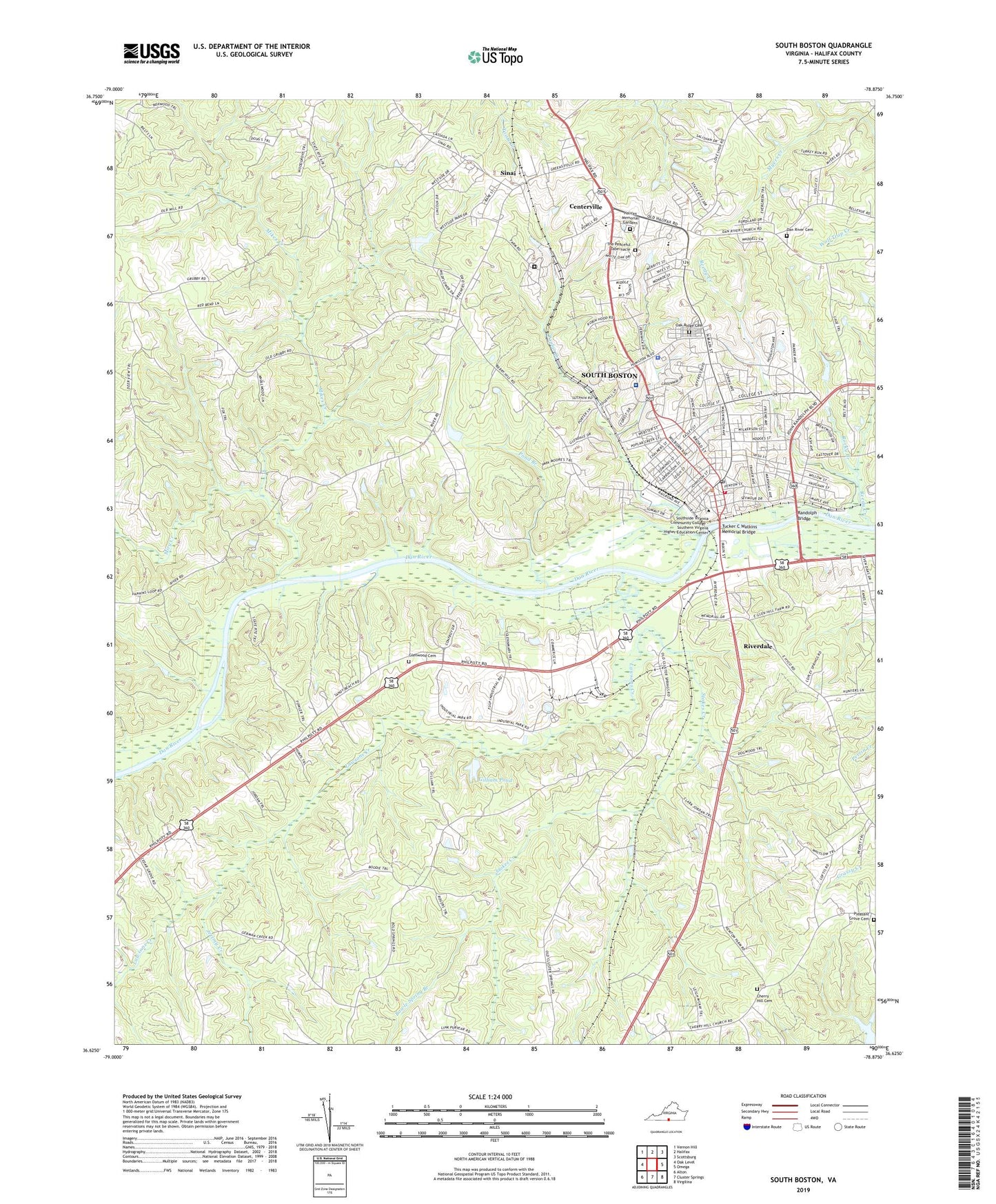 South Boston Virginia US Topo Map Image