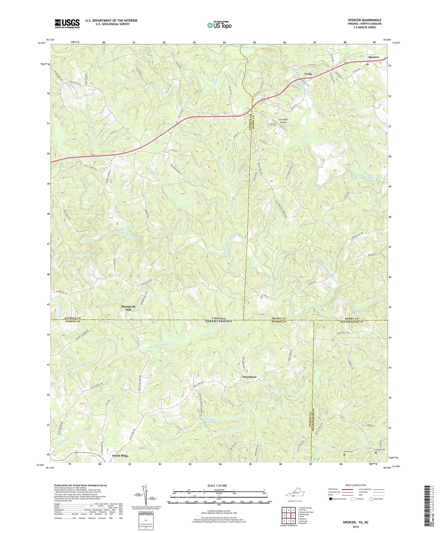 Spencer Virginia US Topo Map Image