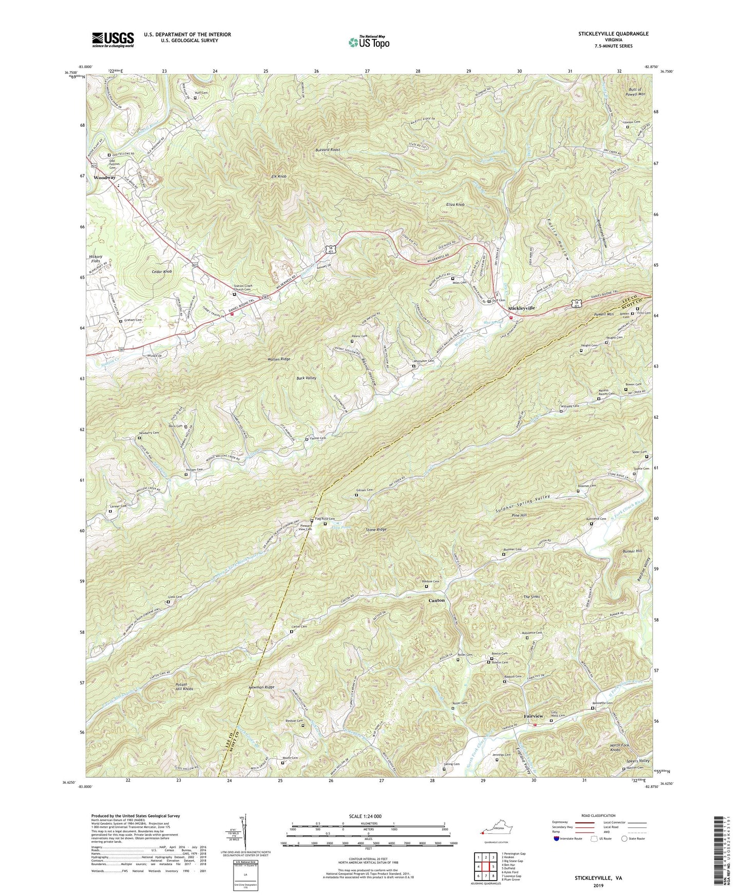 Stickleyville Virginia US Topo Map Image