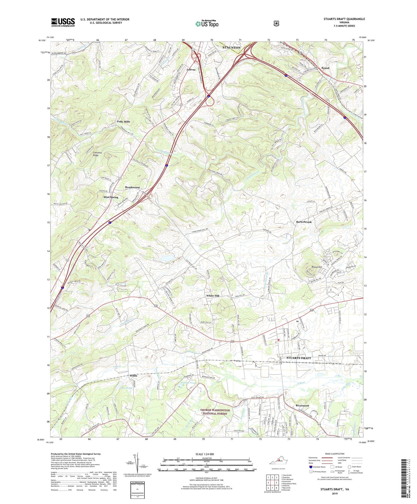 Stuarts Draft Virginia US Topo Map Image
