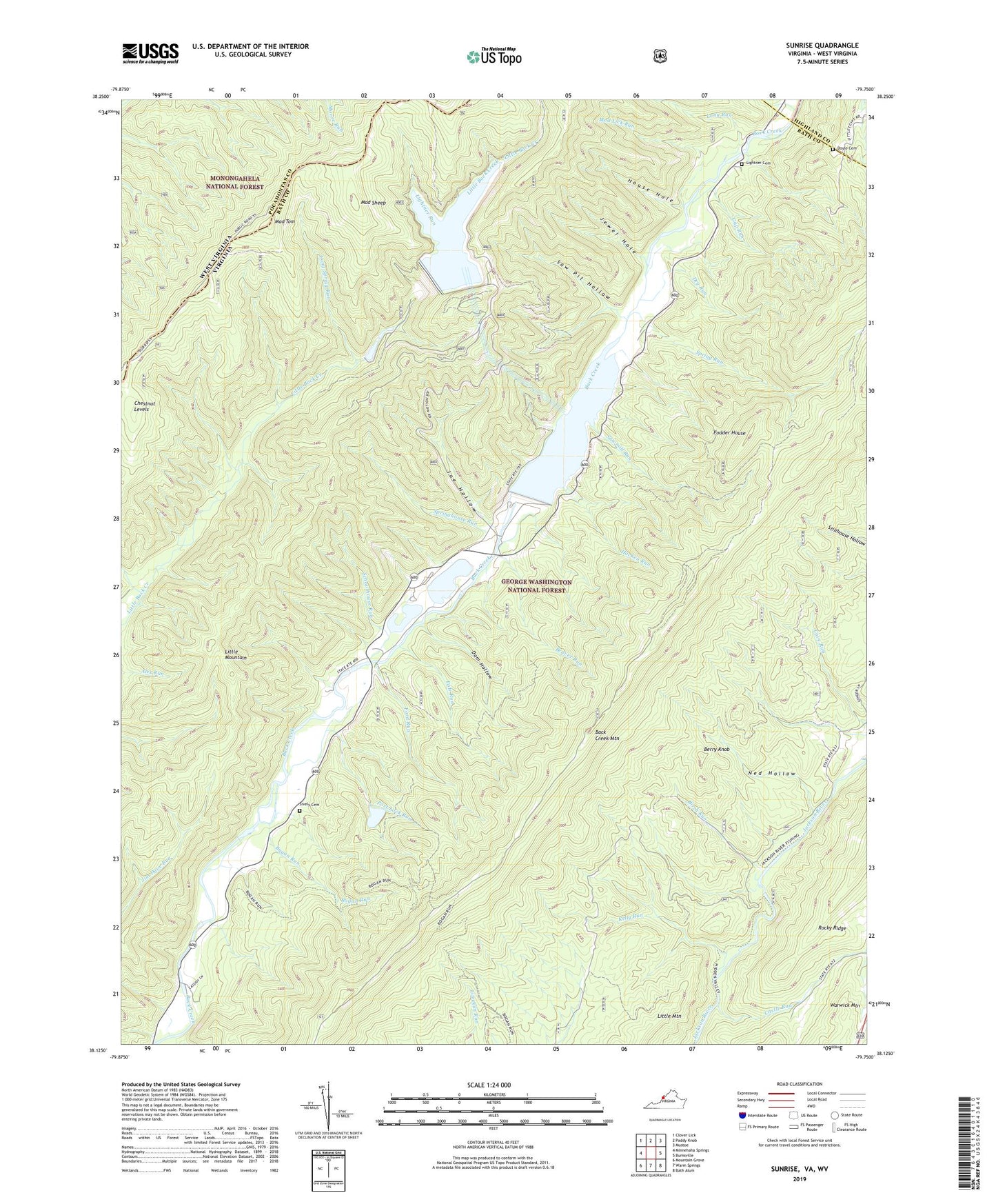 Sunrise Virginia US Topo Map Image