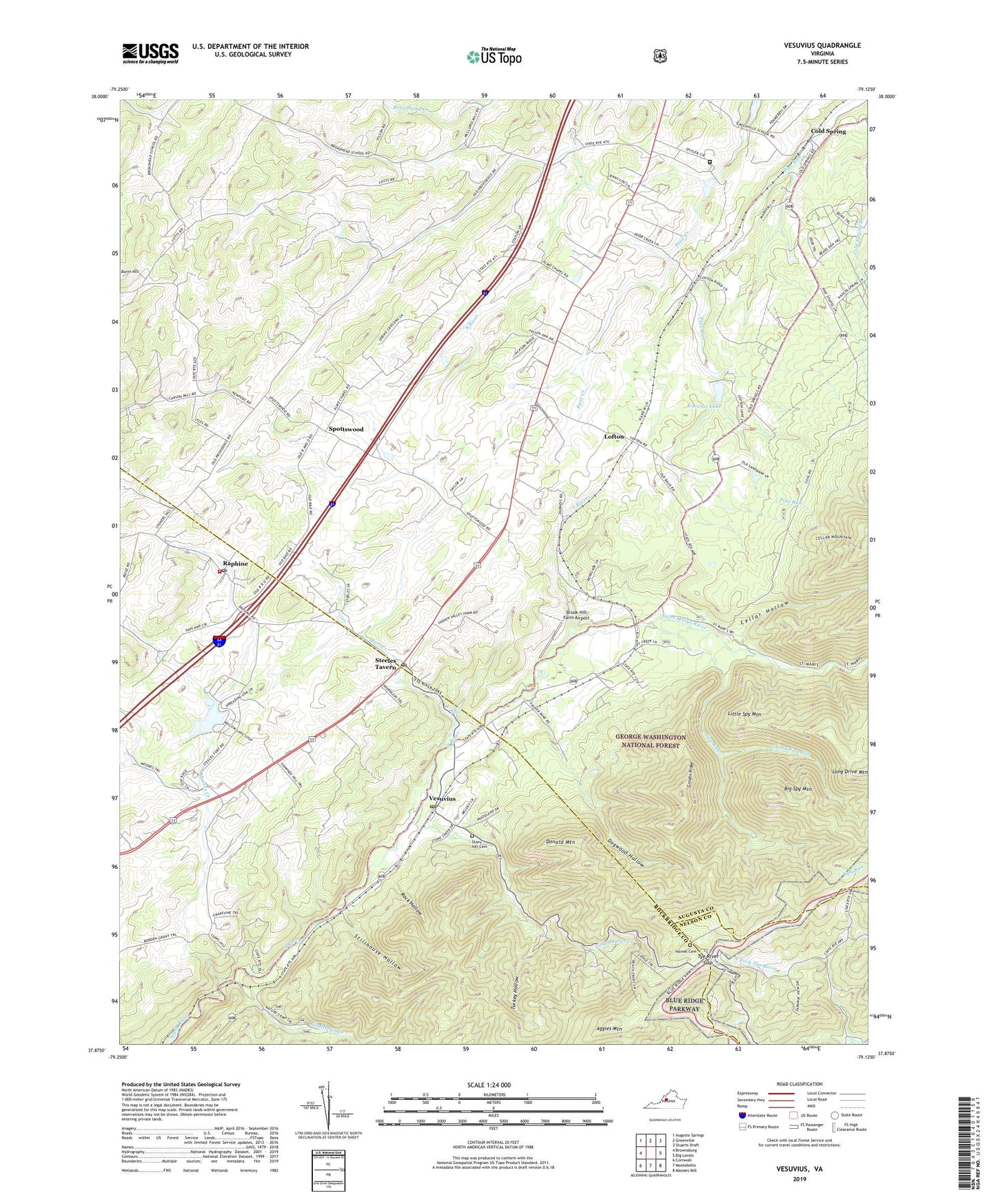 Vesuvius Virginia US Topo Map Image