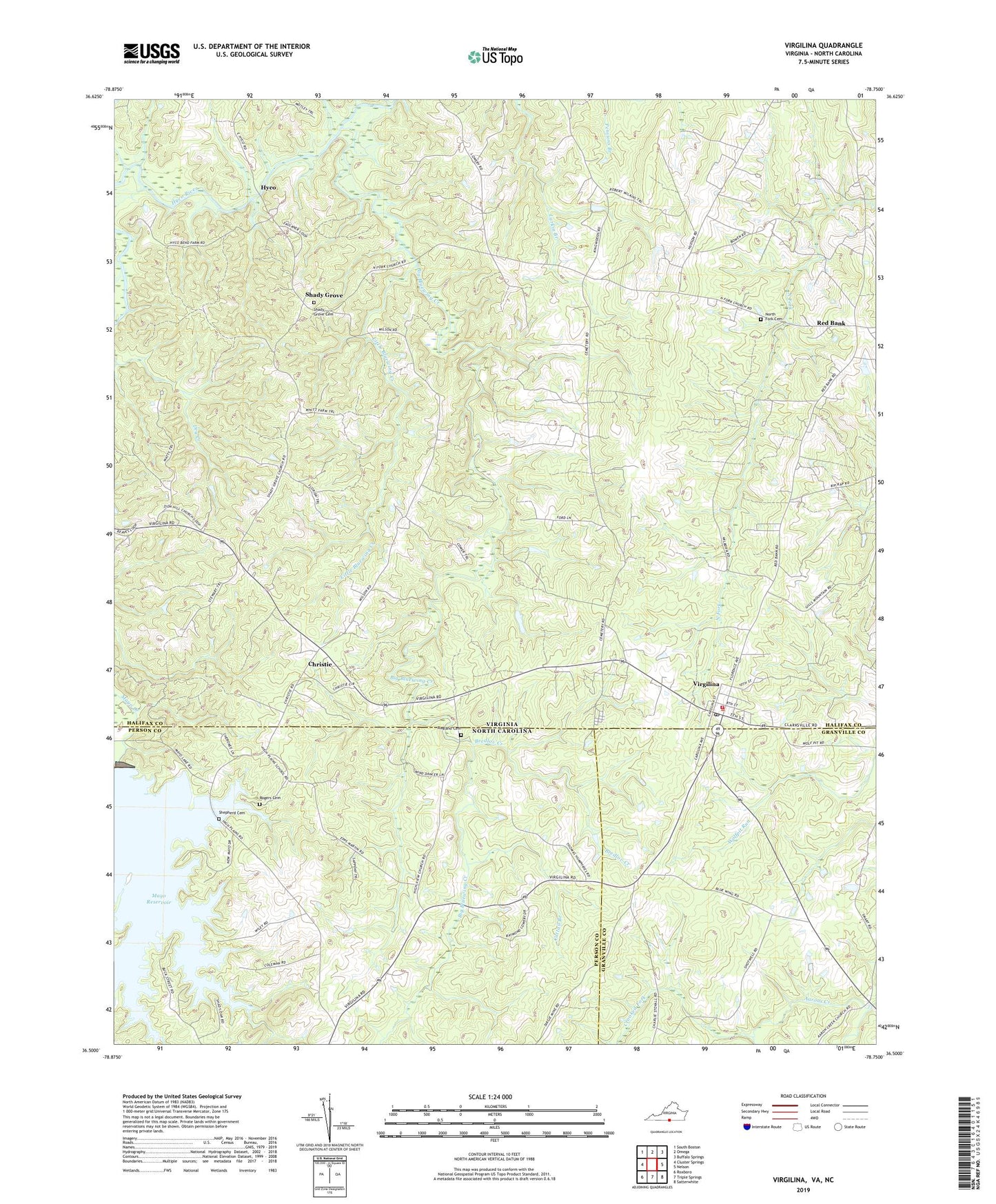 Virgilina Virginia US Topo Map Image