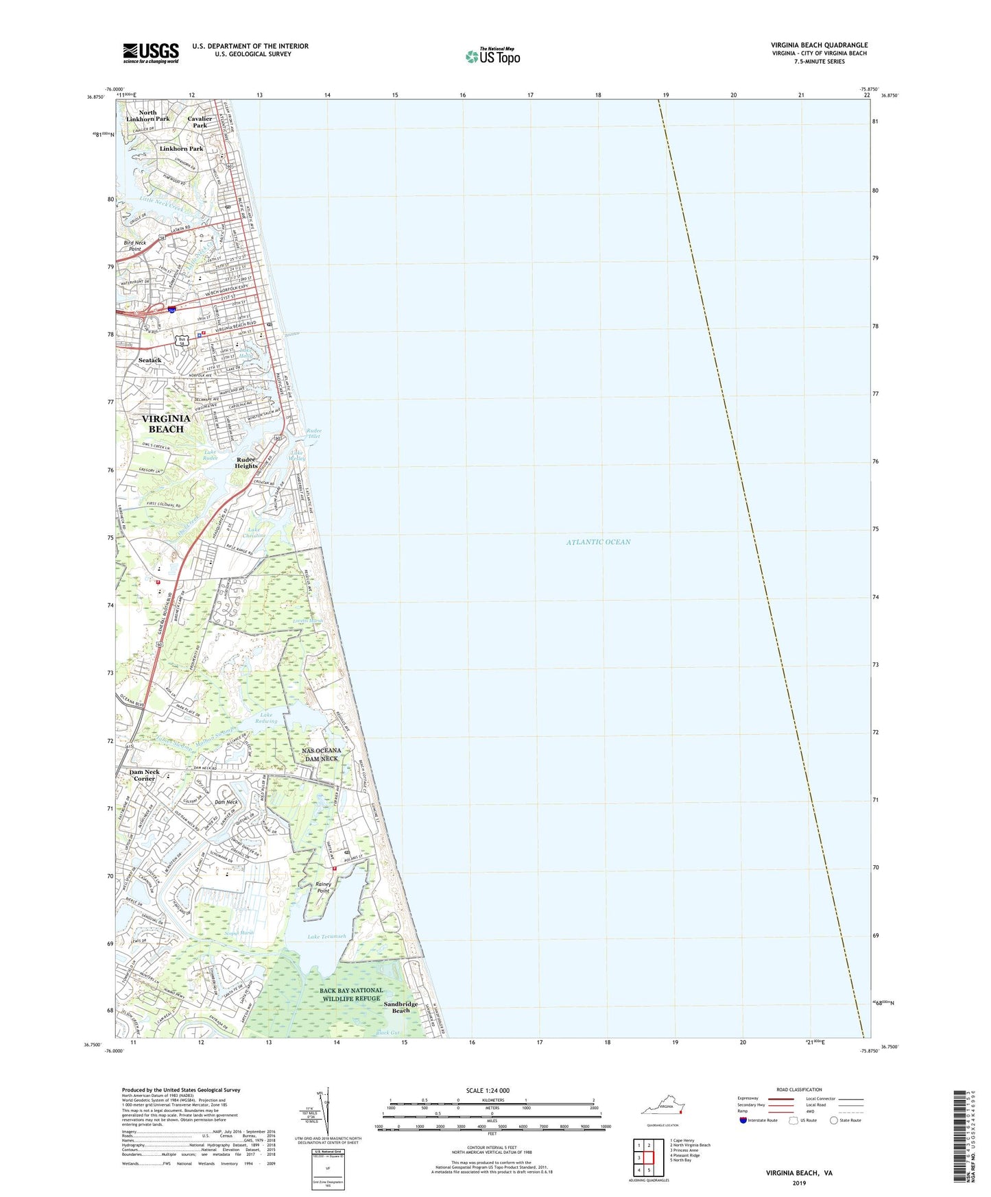 Virginia Beach Virginia US Topo Map Image