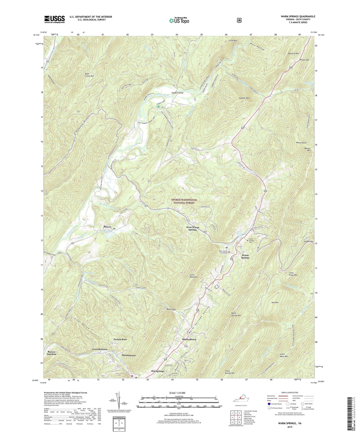 Warm Springs Virginia US Topo Map Image