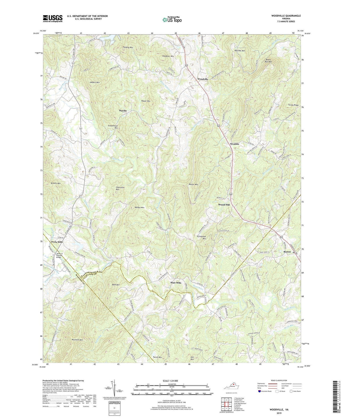Woodville Virginia US Topo Map Image
