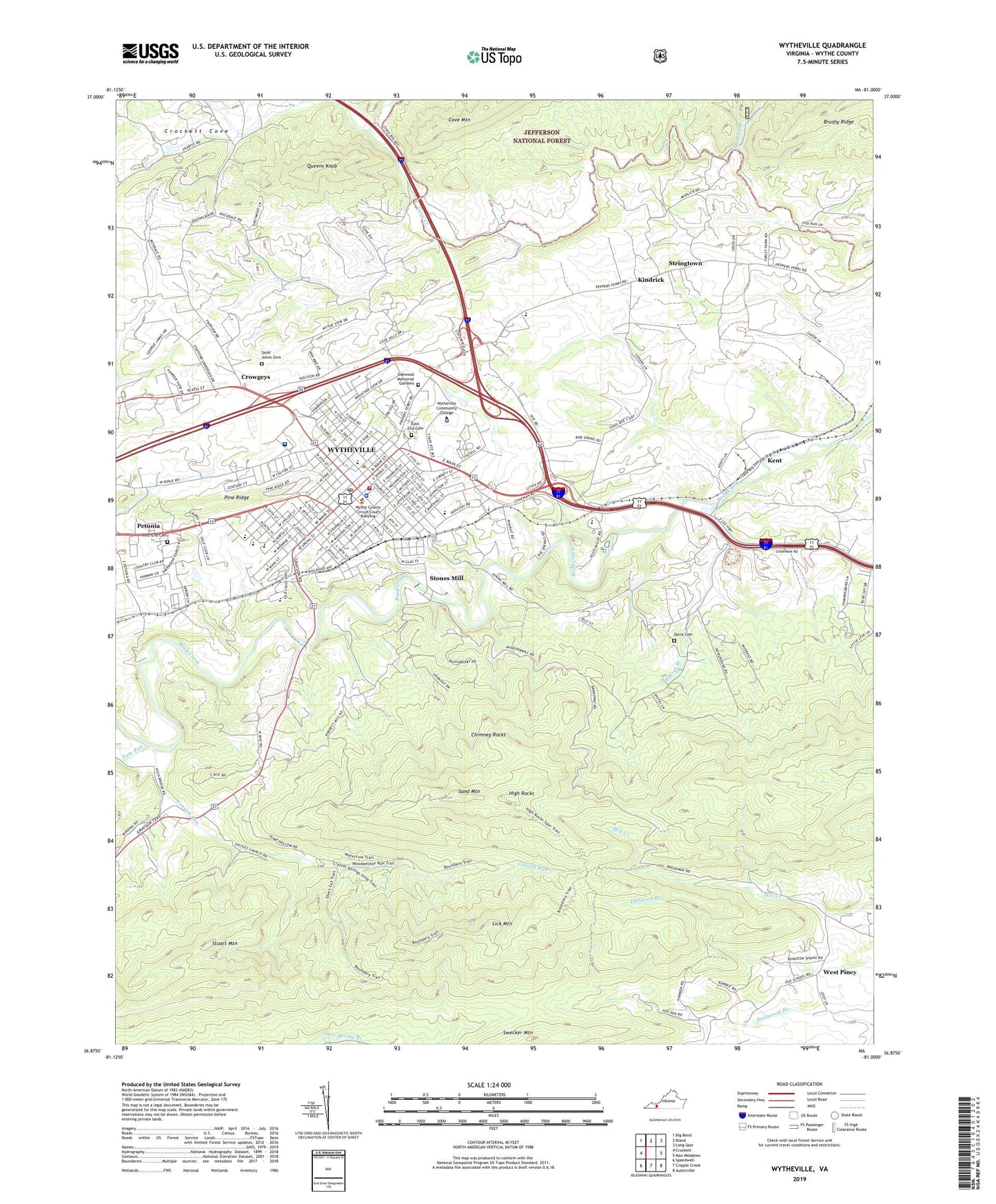 Wytheville Virginia US Topo Map Image