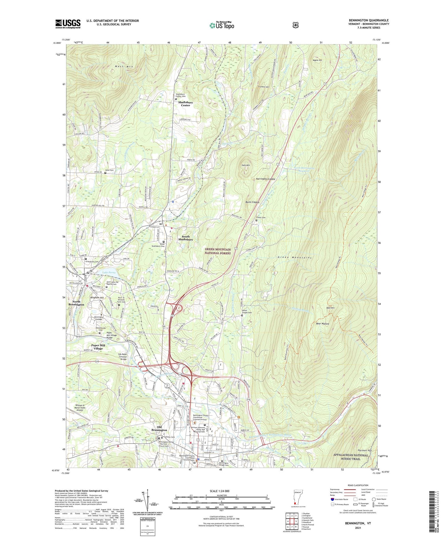 Bennington Vermont US Topo Map Image