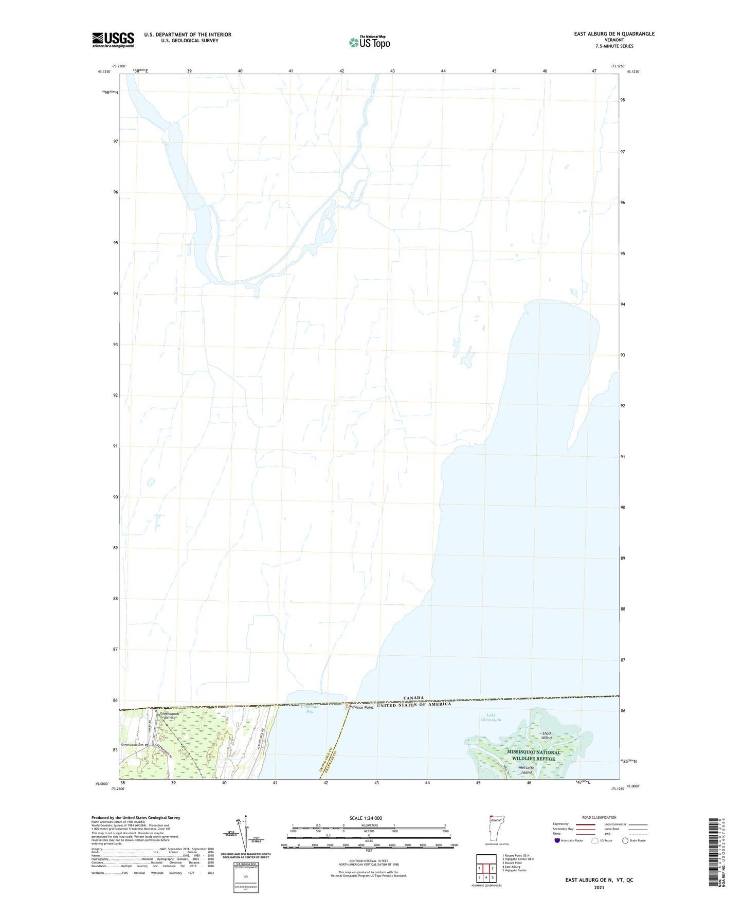 East Alburg OE N Vermont US Topo Map Image