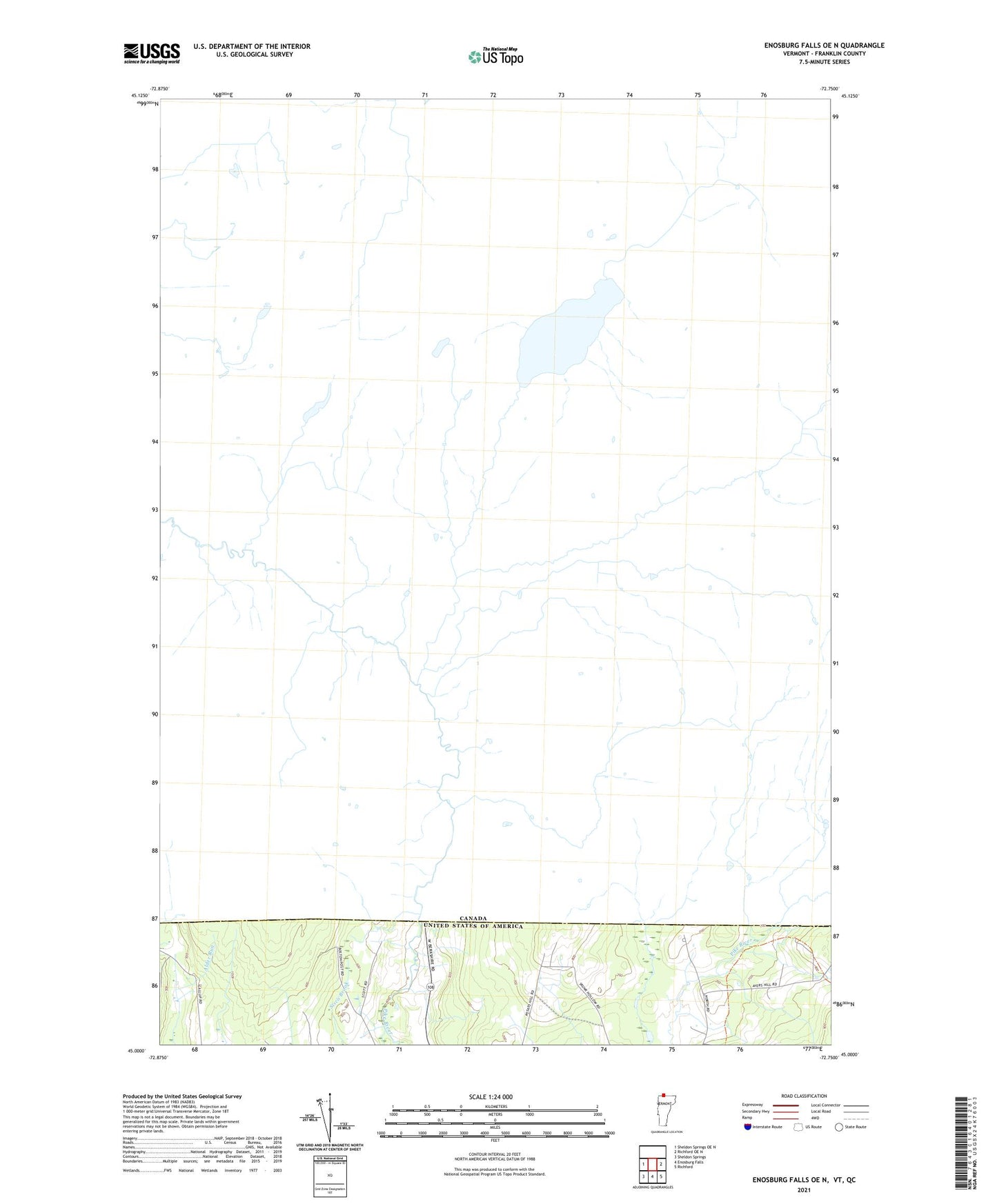 Enosburg Falls OE N Vermont US Topo Map Image