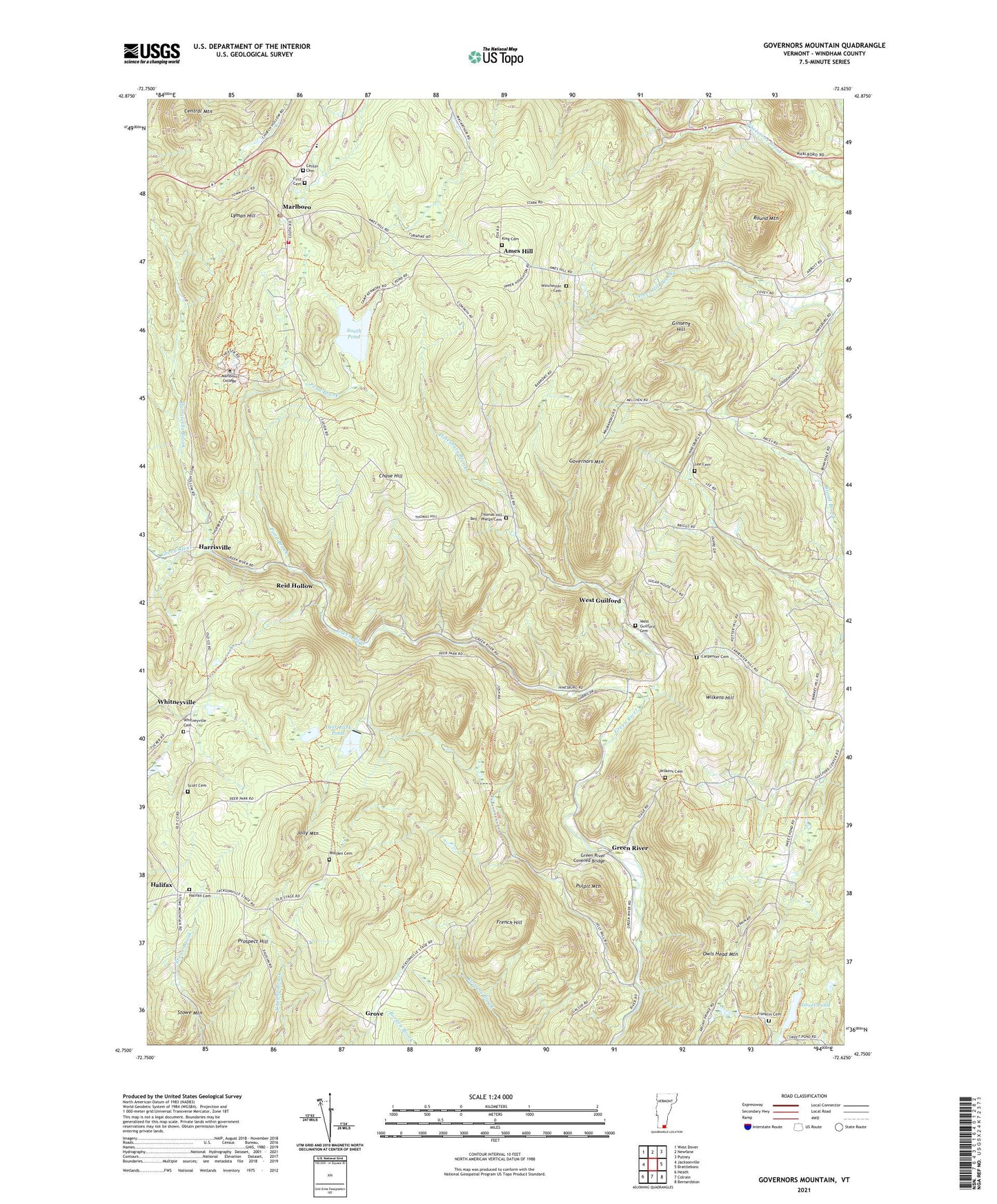 Governors Mountain Vermont US Topo Map Image