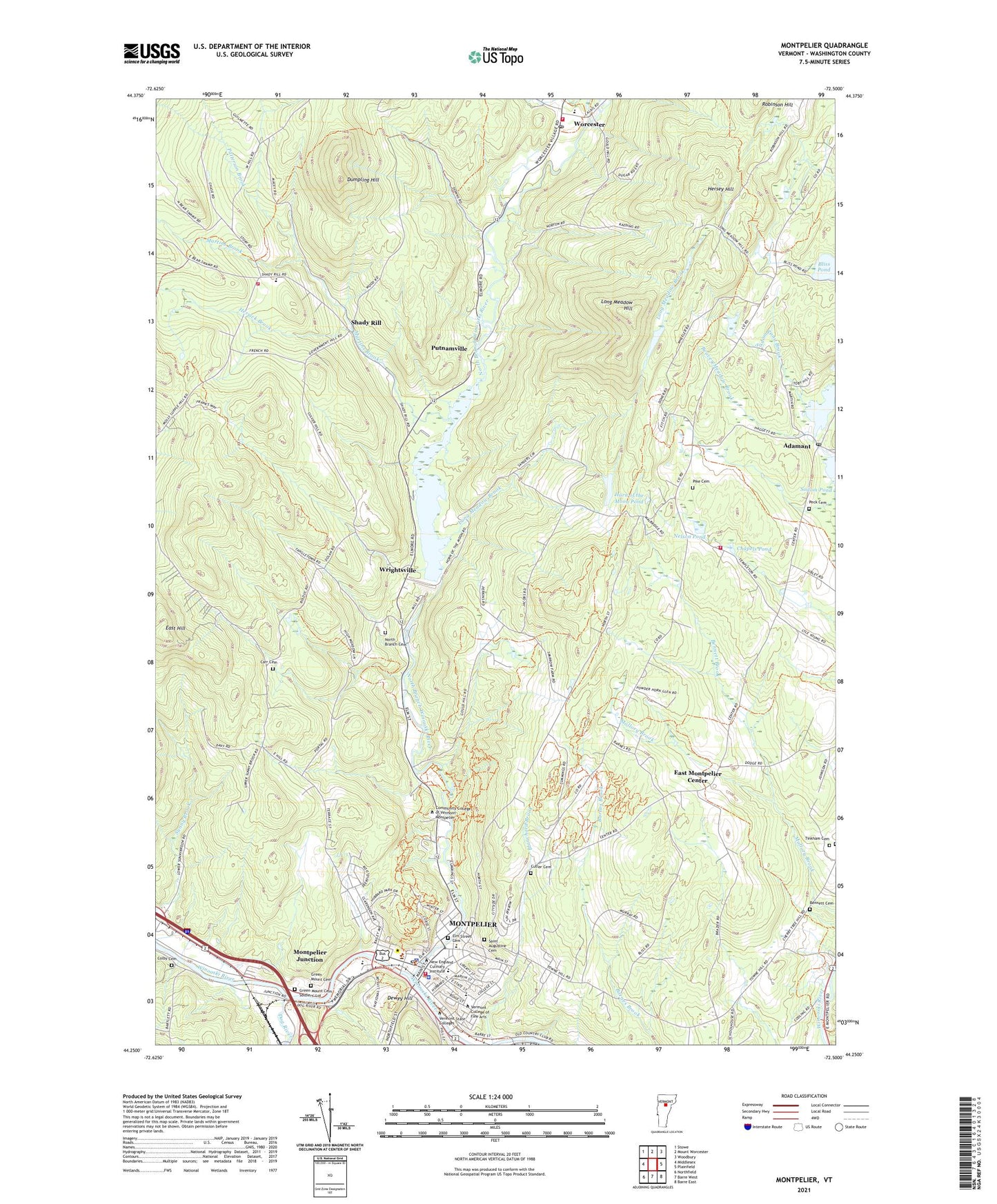 Montpelier Vermont US Topo Map Image