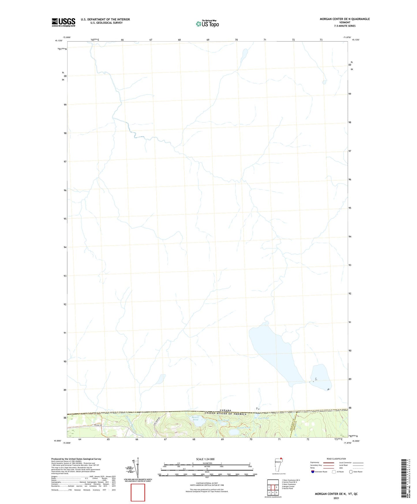 Morgan Center OE N Vermont US Topo Map Image