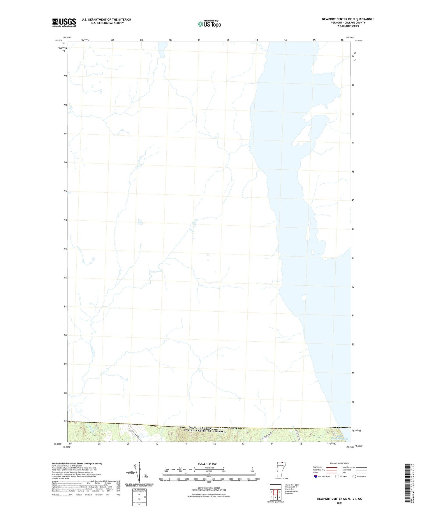 Newport Center OE N Vermont US Topo Map Image