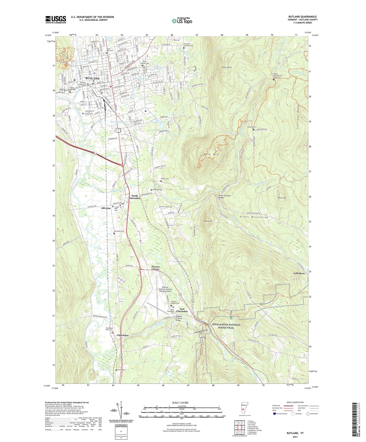 Rutland Vermont US Topo Map Image