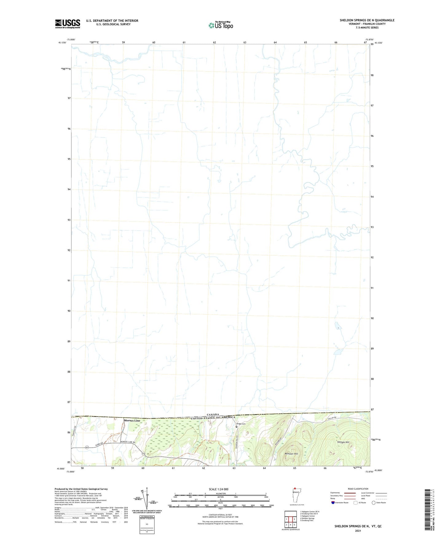 Sheldon Springs OE N Vermont US Topo Map Image
