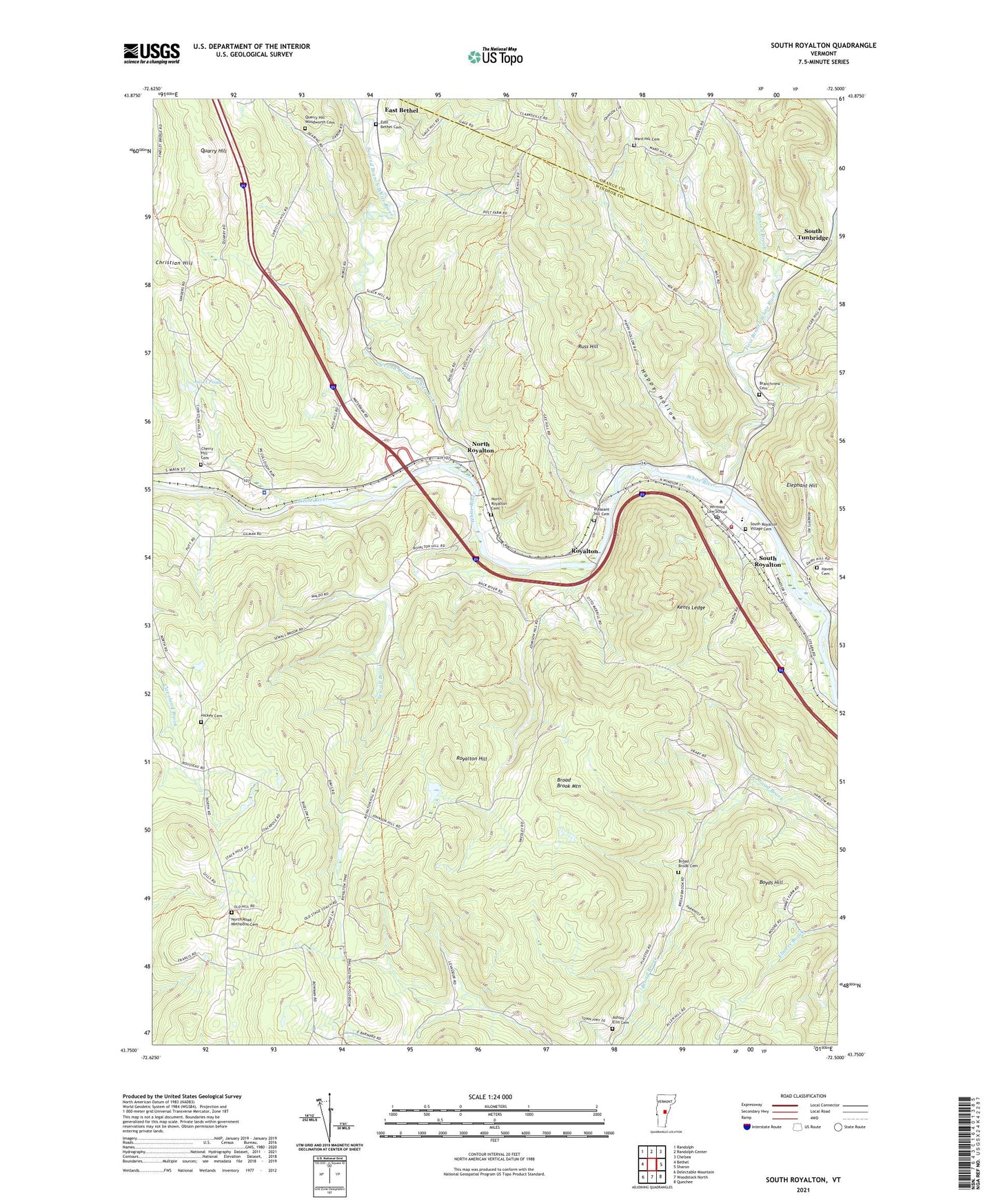 South Royalton Vermont US Topo Map Image