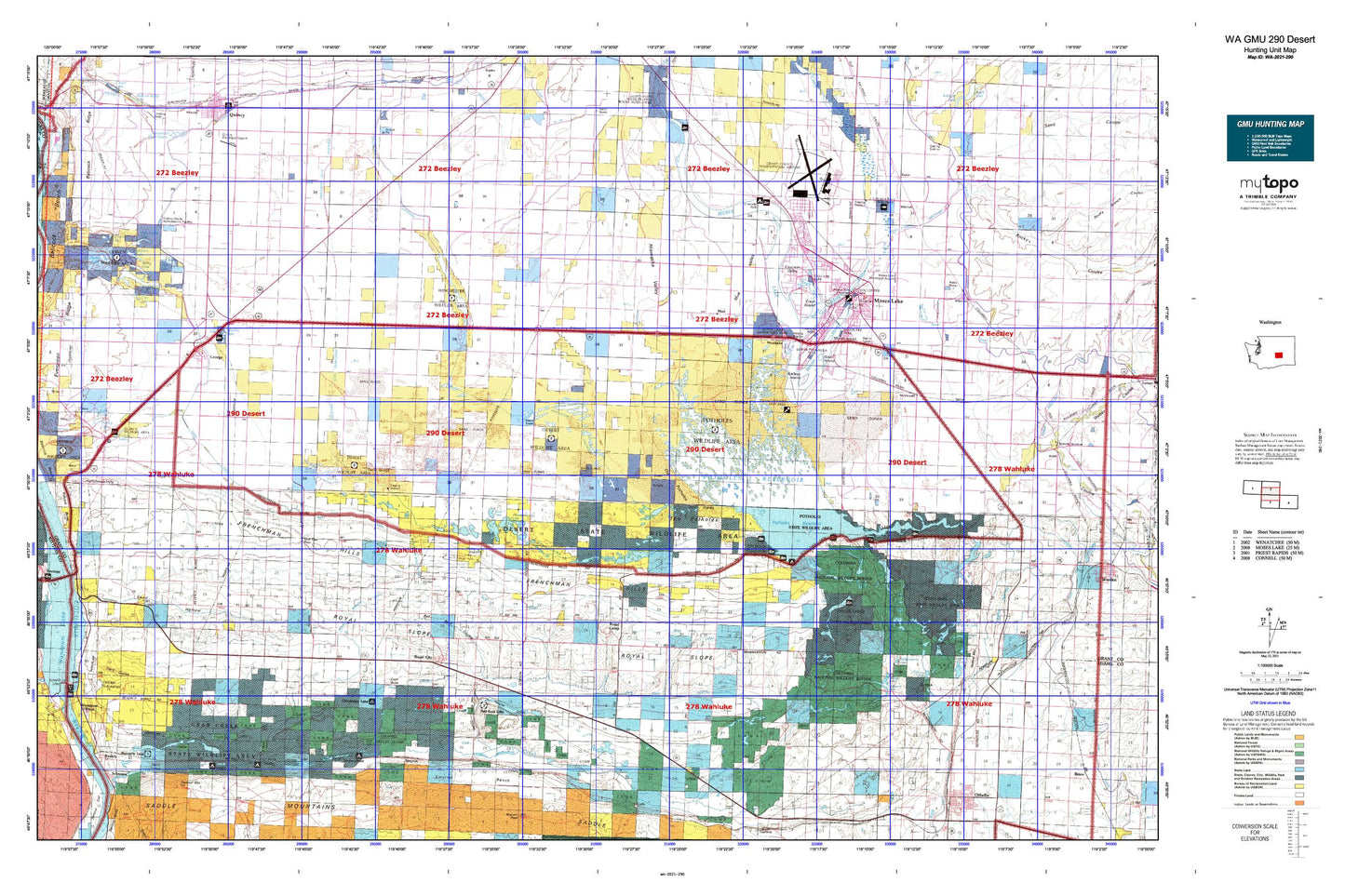 Washington GMU 290 Desert Map Image