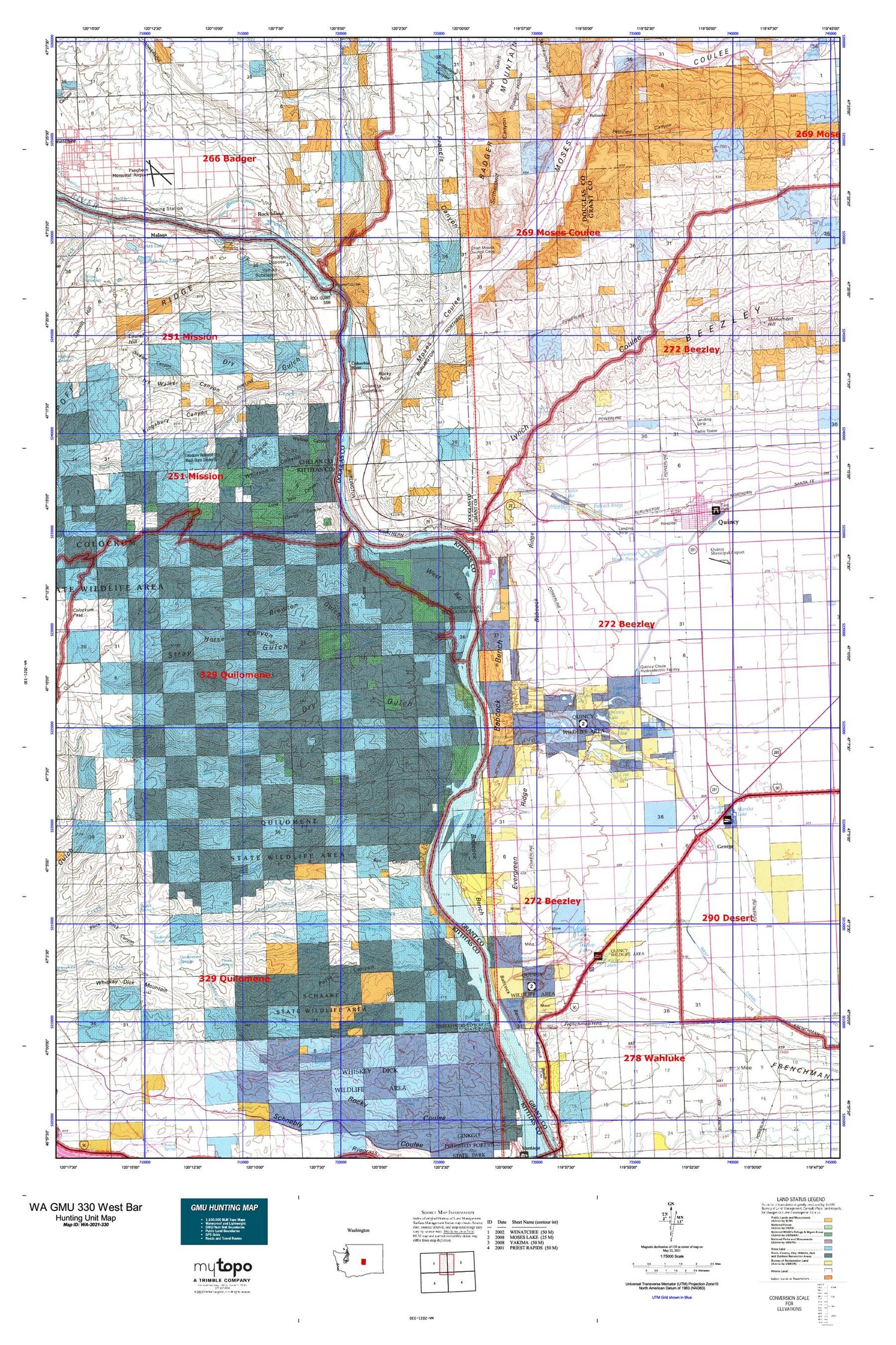 Washington GMU 330 West Bar Map Image