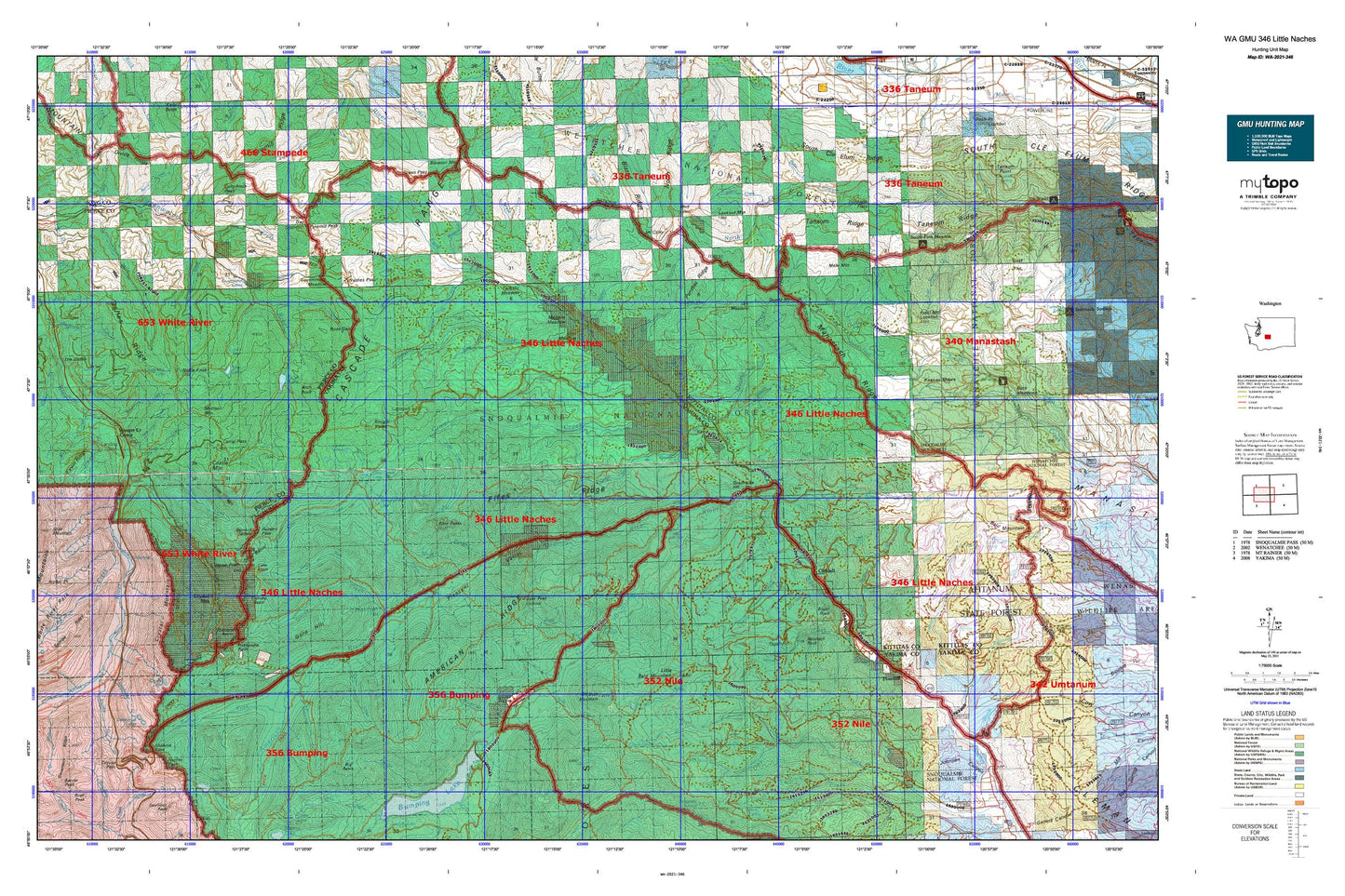 Washington GMU 346 Little Naches Map Image
