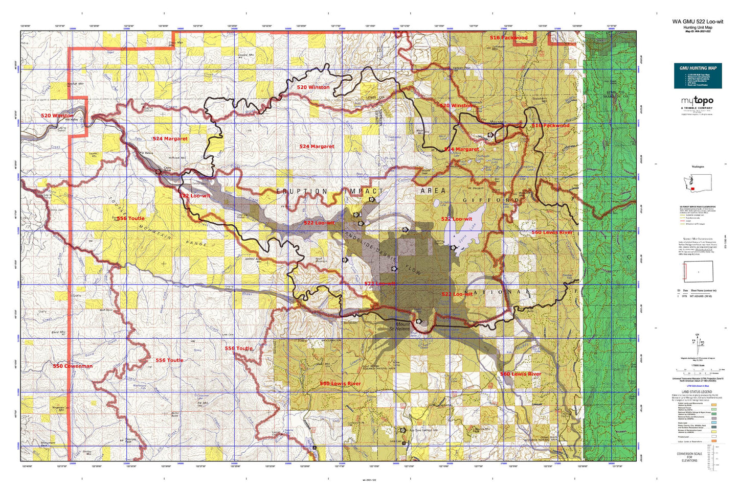 Washington GMU 522 Loo-wit Map Image