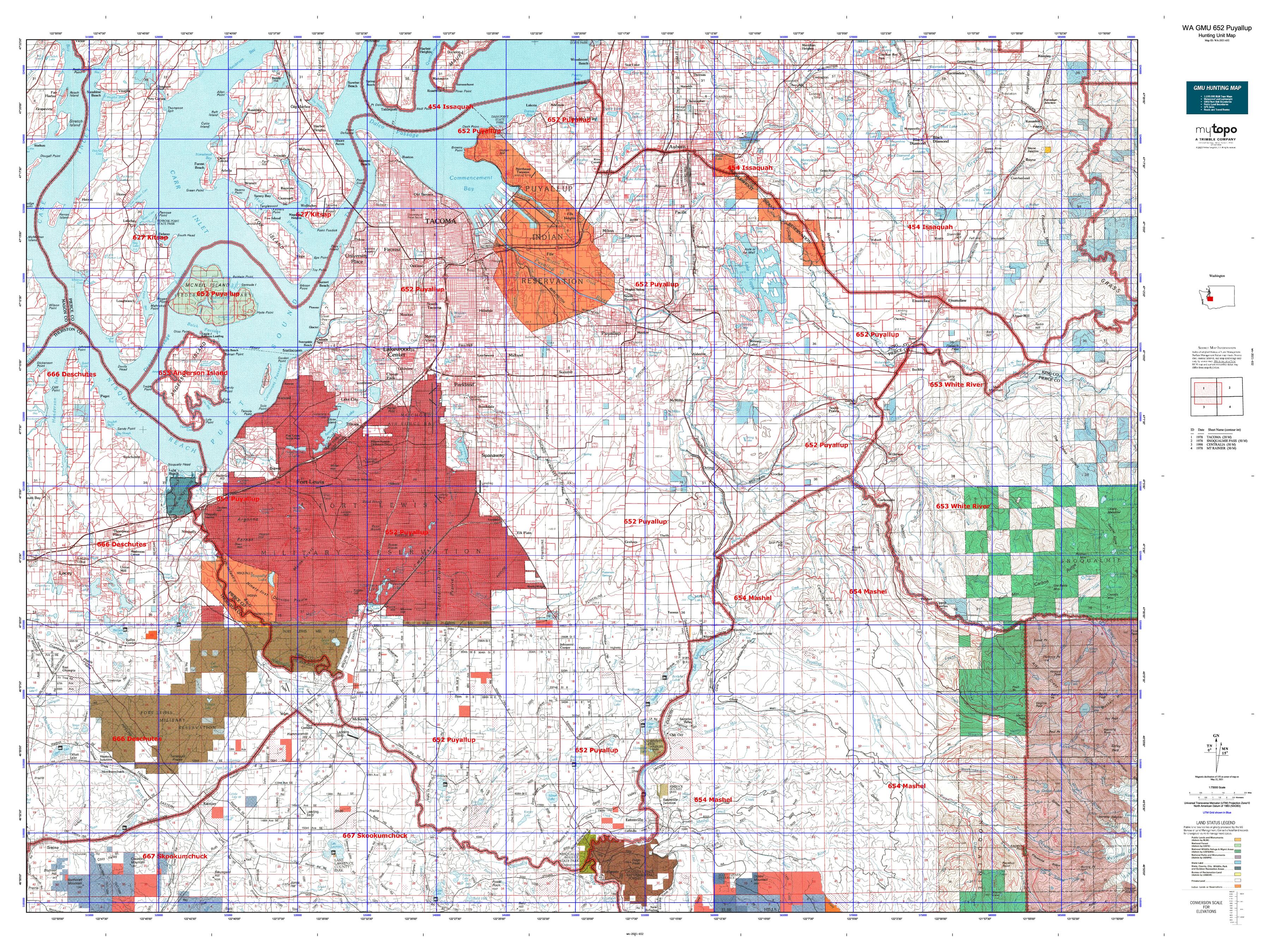 Washington GMU 652 Puyallup Map – MyTopo Map Store