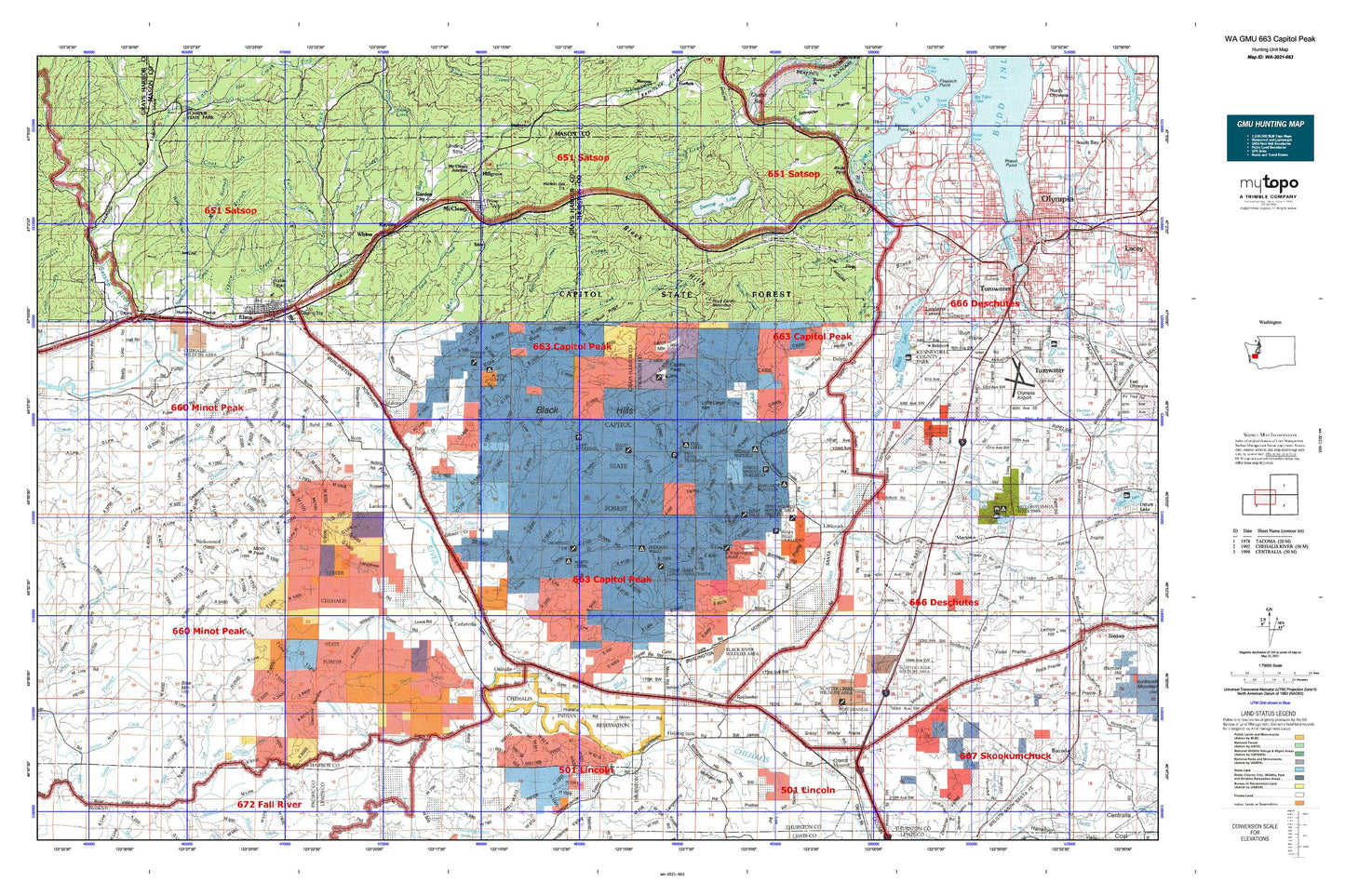 Washington GMU 663 Capitol Peak Map Image
