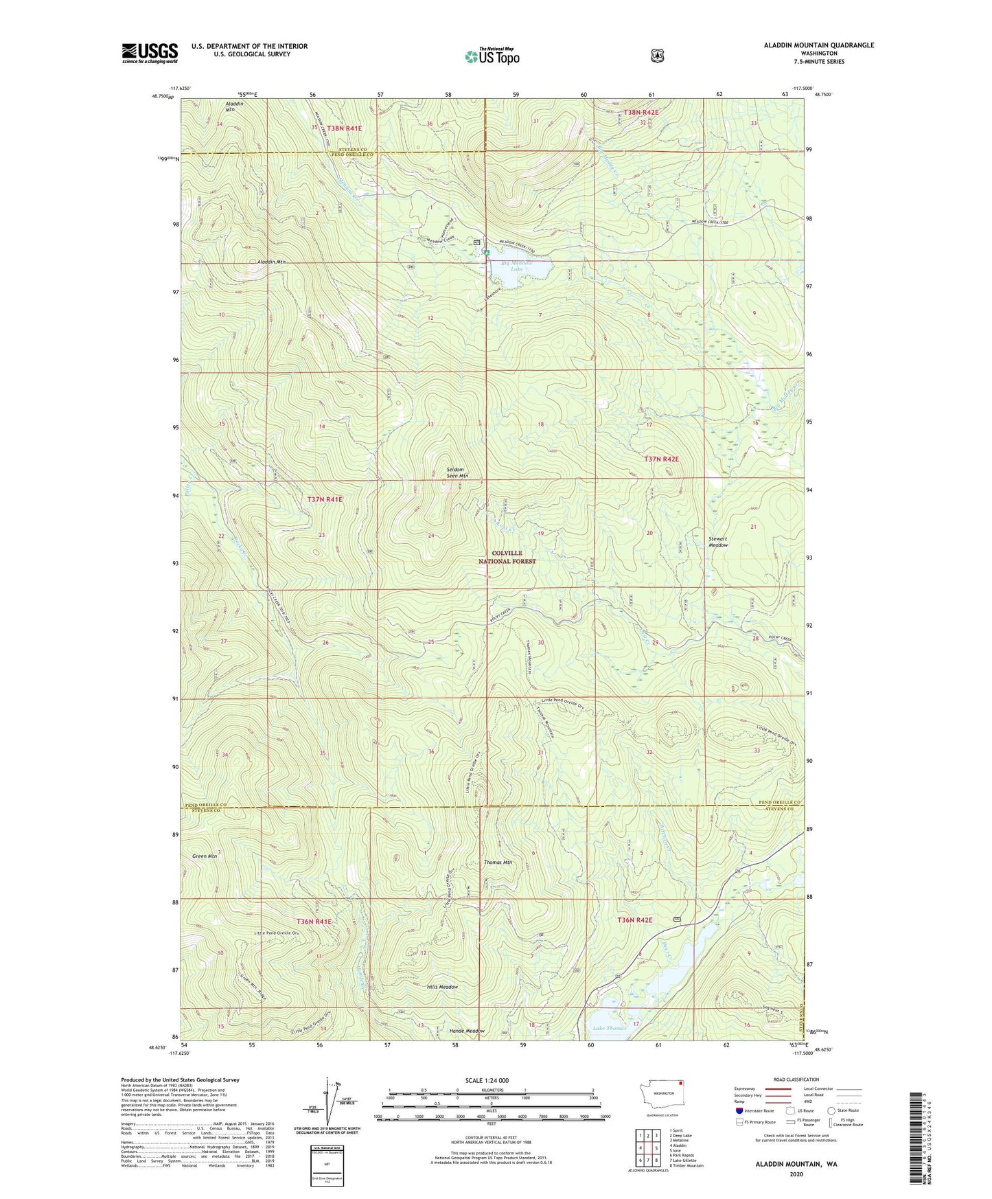 Aladdin Mountain Washington US Topo Map Image