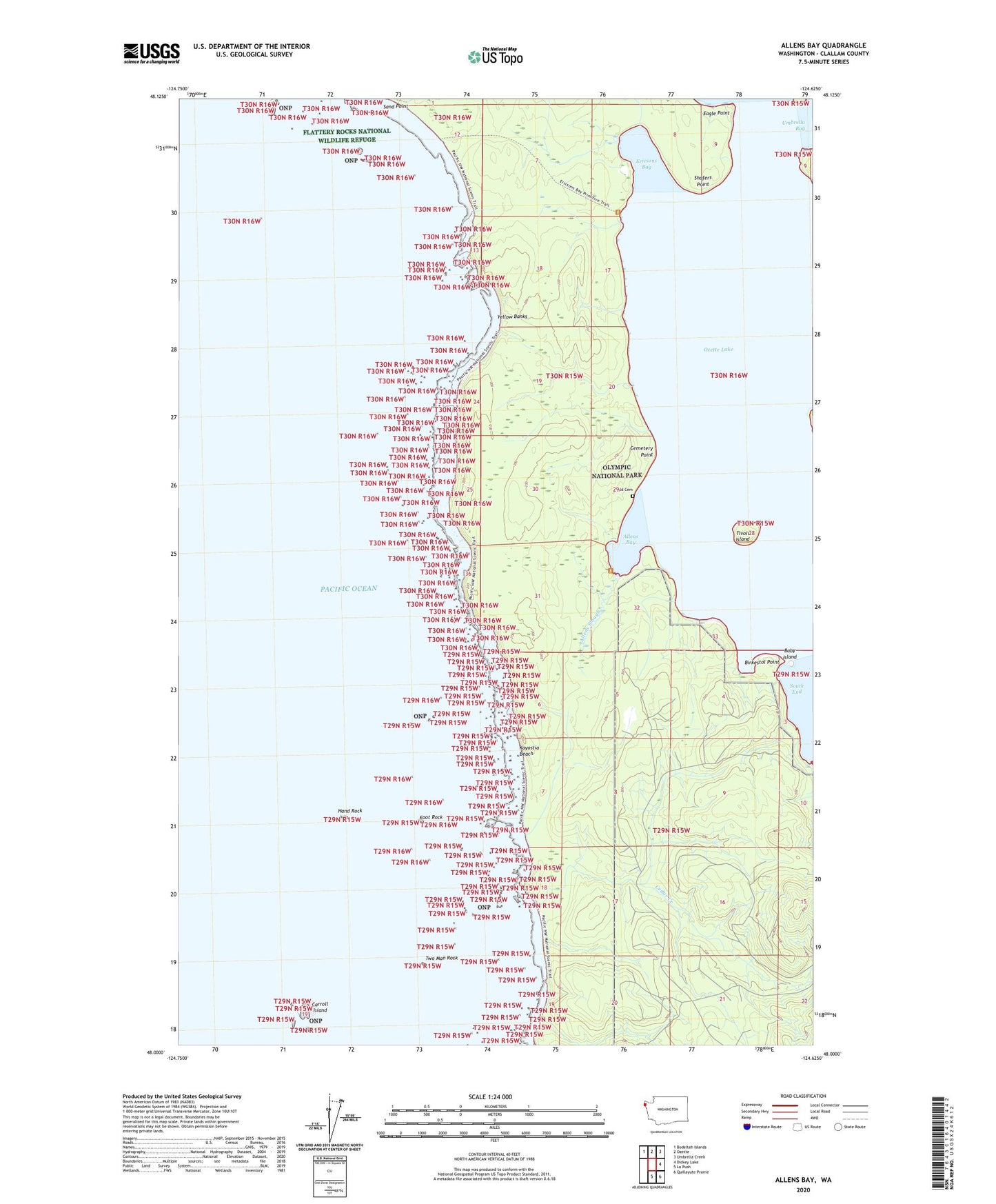 Allens Bay Washington US Topo Map Image
