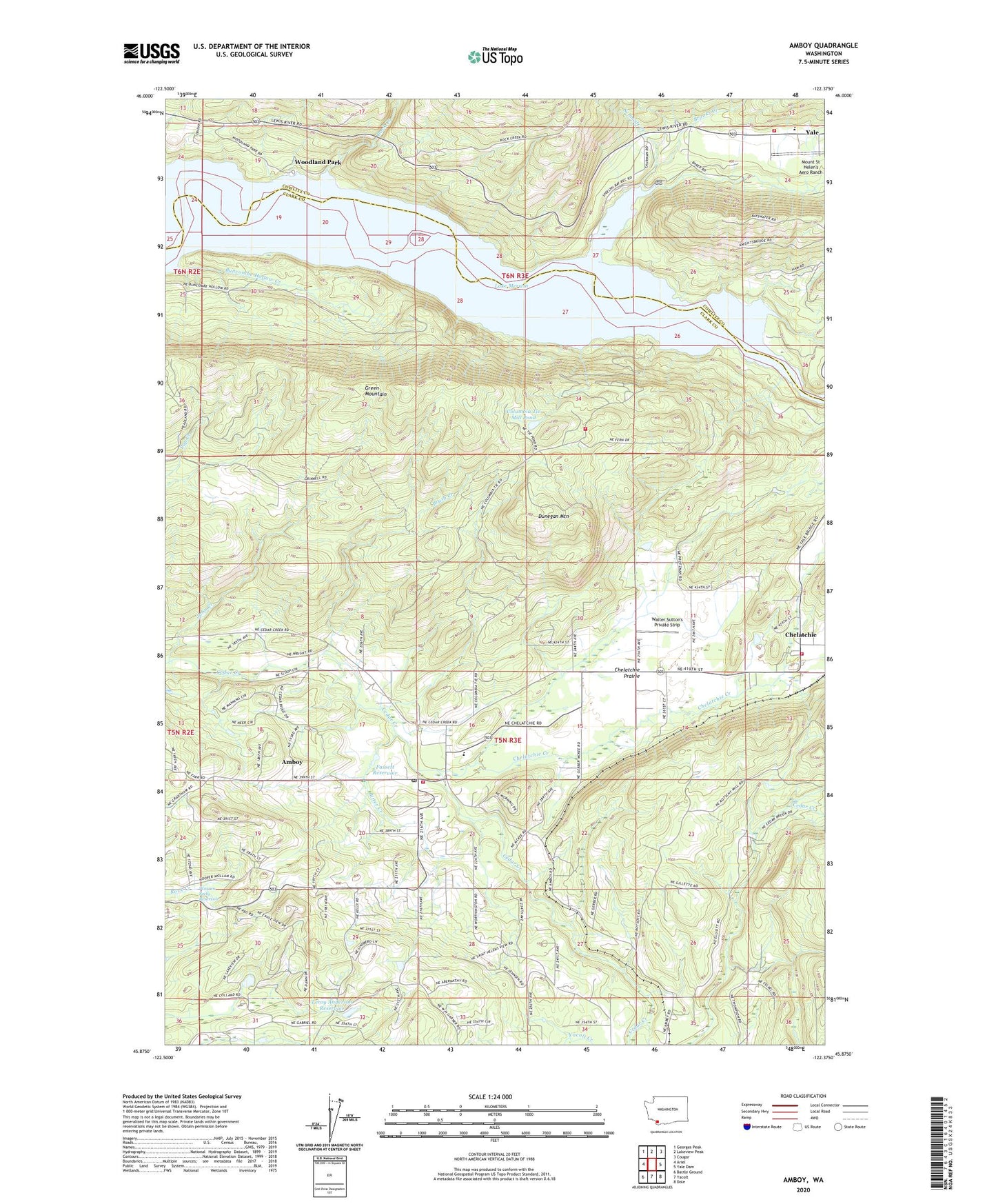 Amboy Washington US Topo Map Image