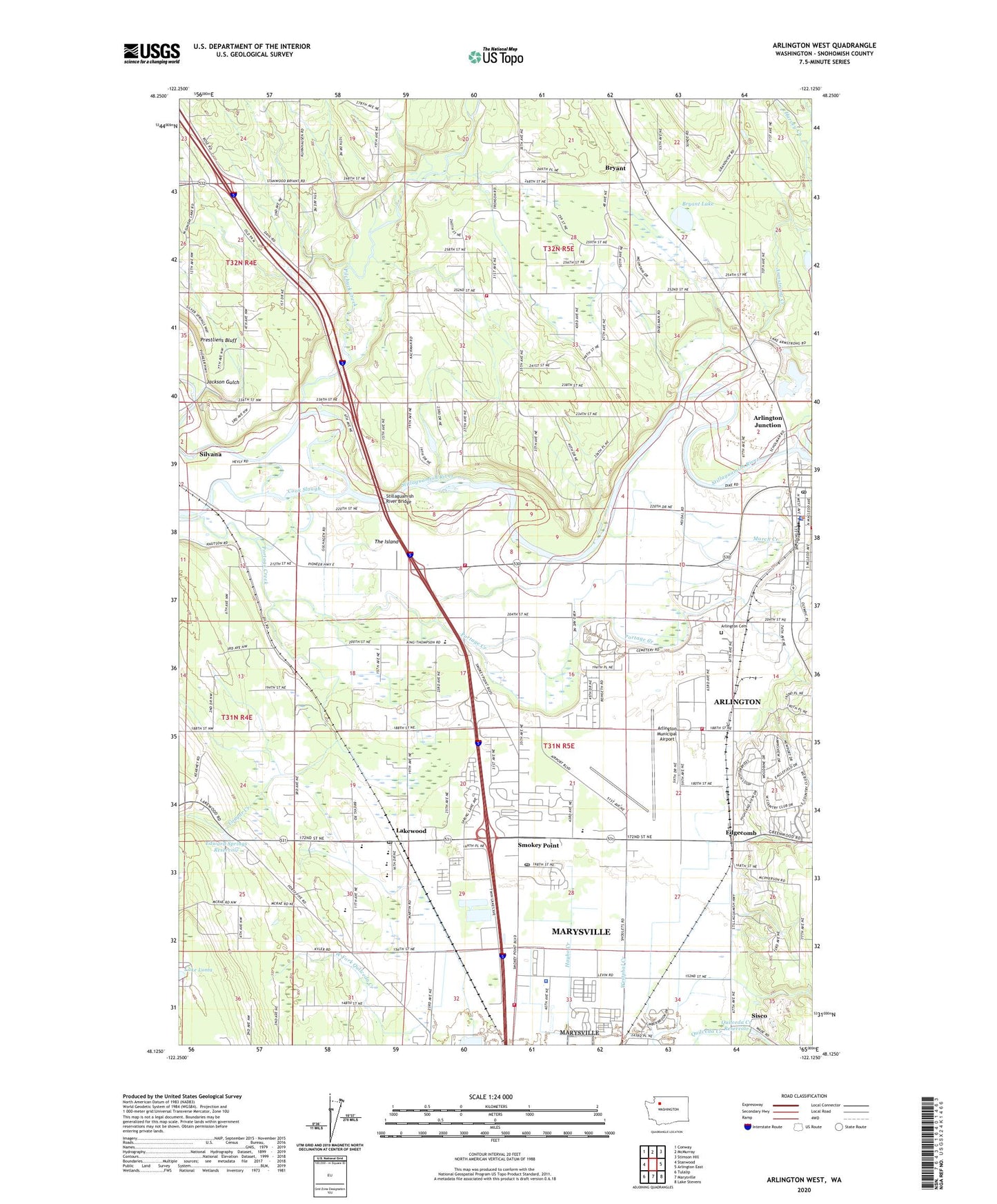 Arlington West Washington US Topo Map Image
