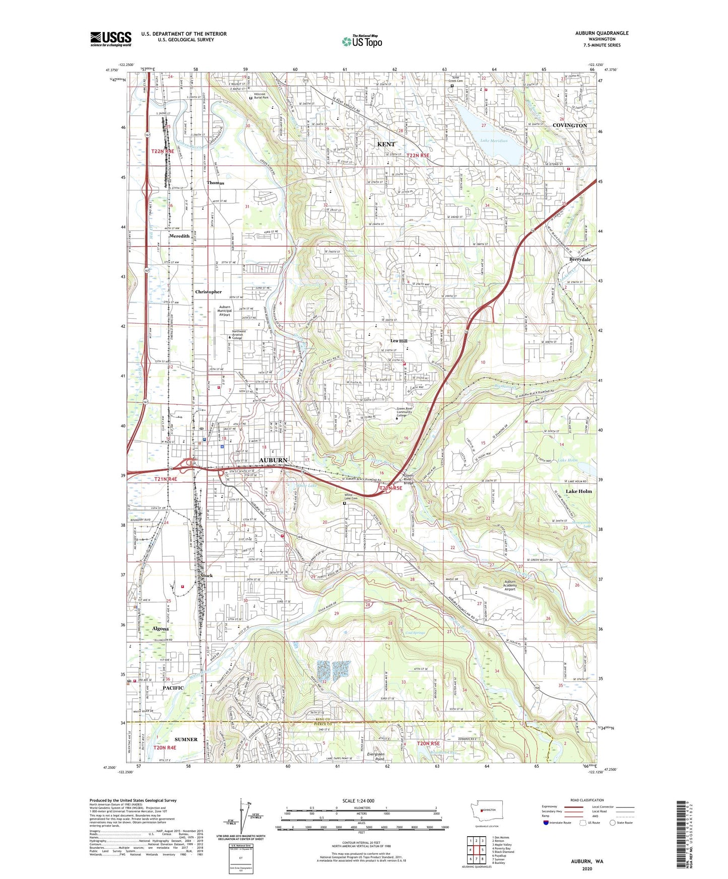Auburn Washington US Topo Map Image