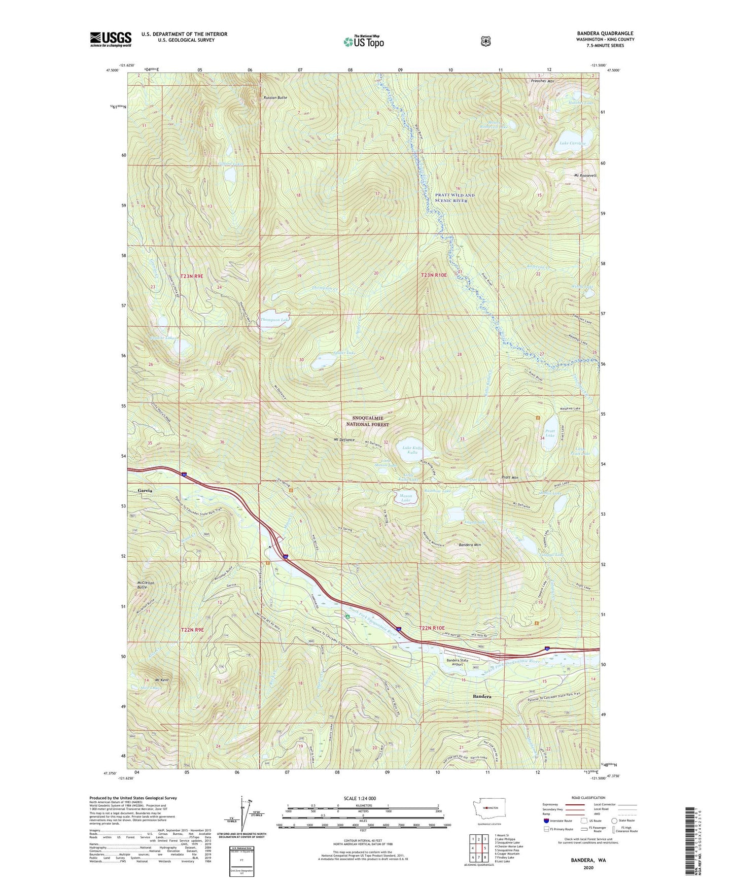 Bandera Washington US Topo Map Image