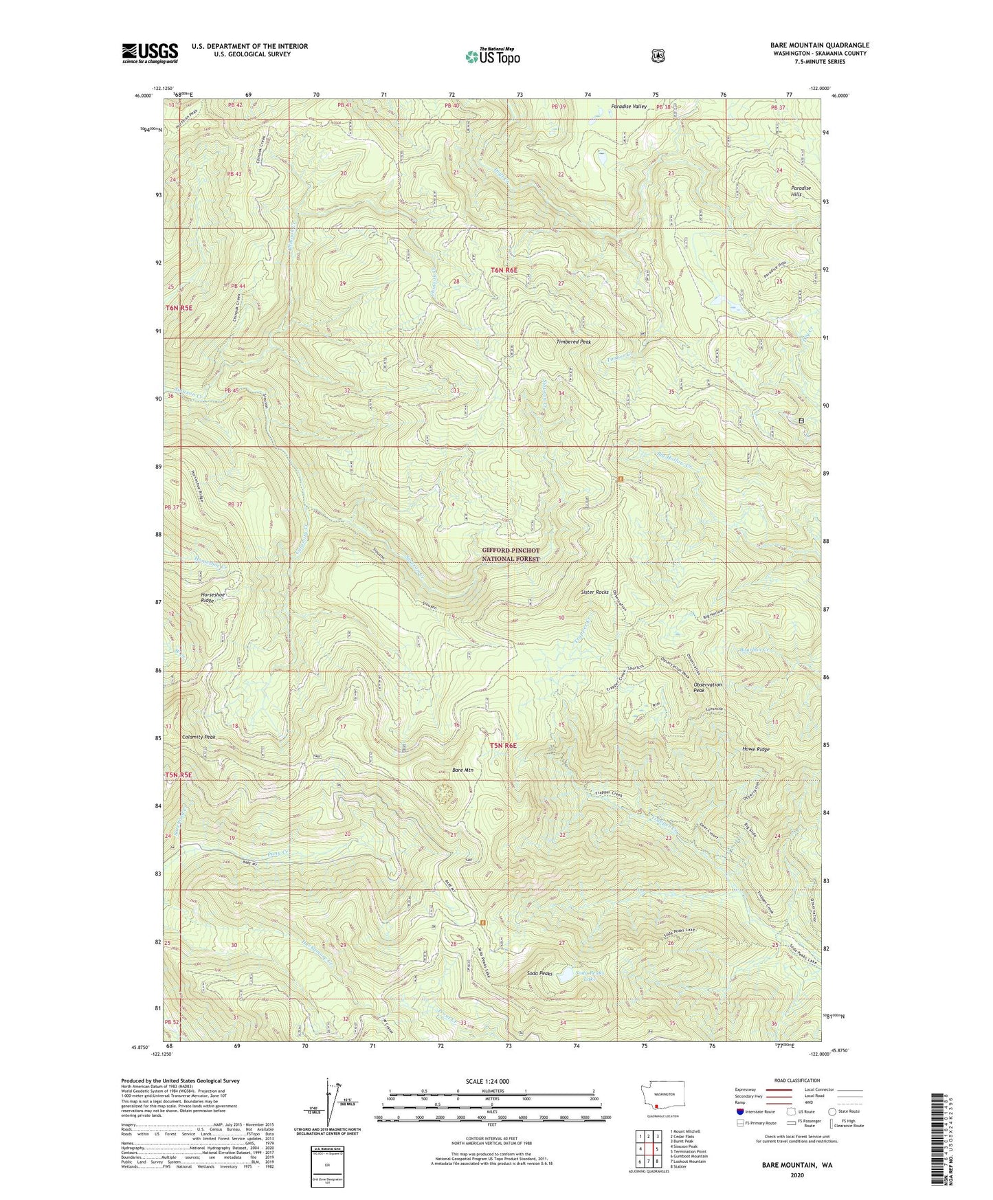 Bare Mountain Washington US Topo Map Image