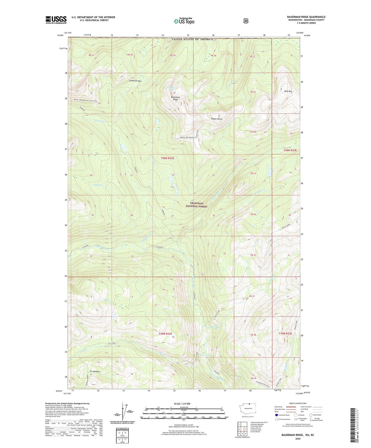 Bauerman Ridge Washington US Topo Map Image