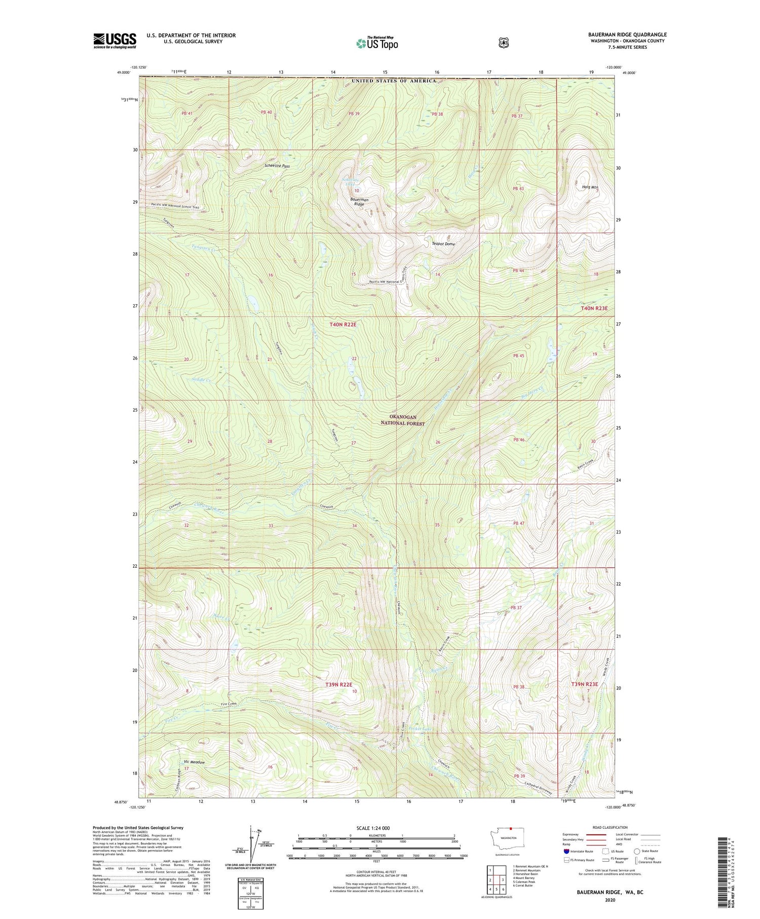 Bauerman Ridge Washington US Topo Map Image