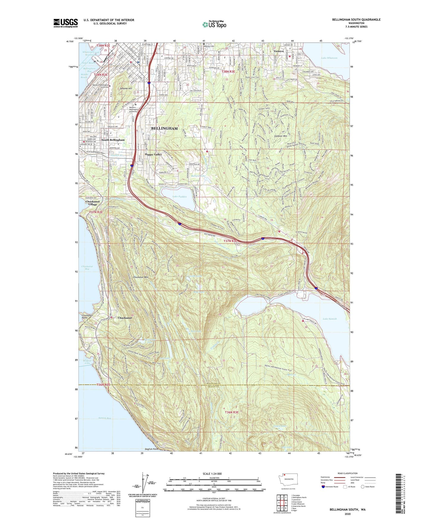 Bellingham South Washington US Topo Map Image