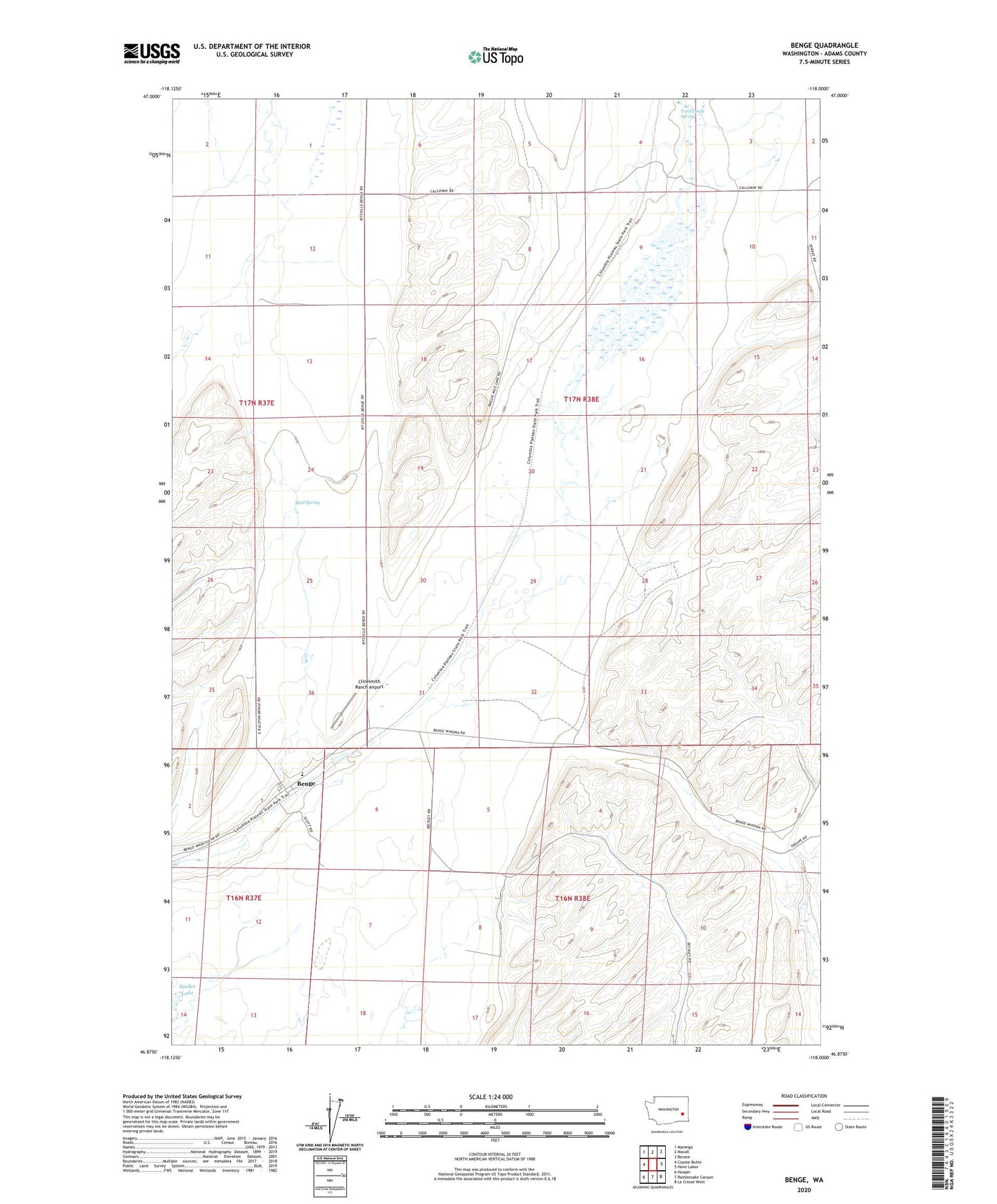 Benge Washington US Topo Map Image