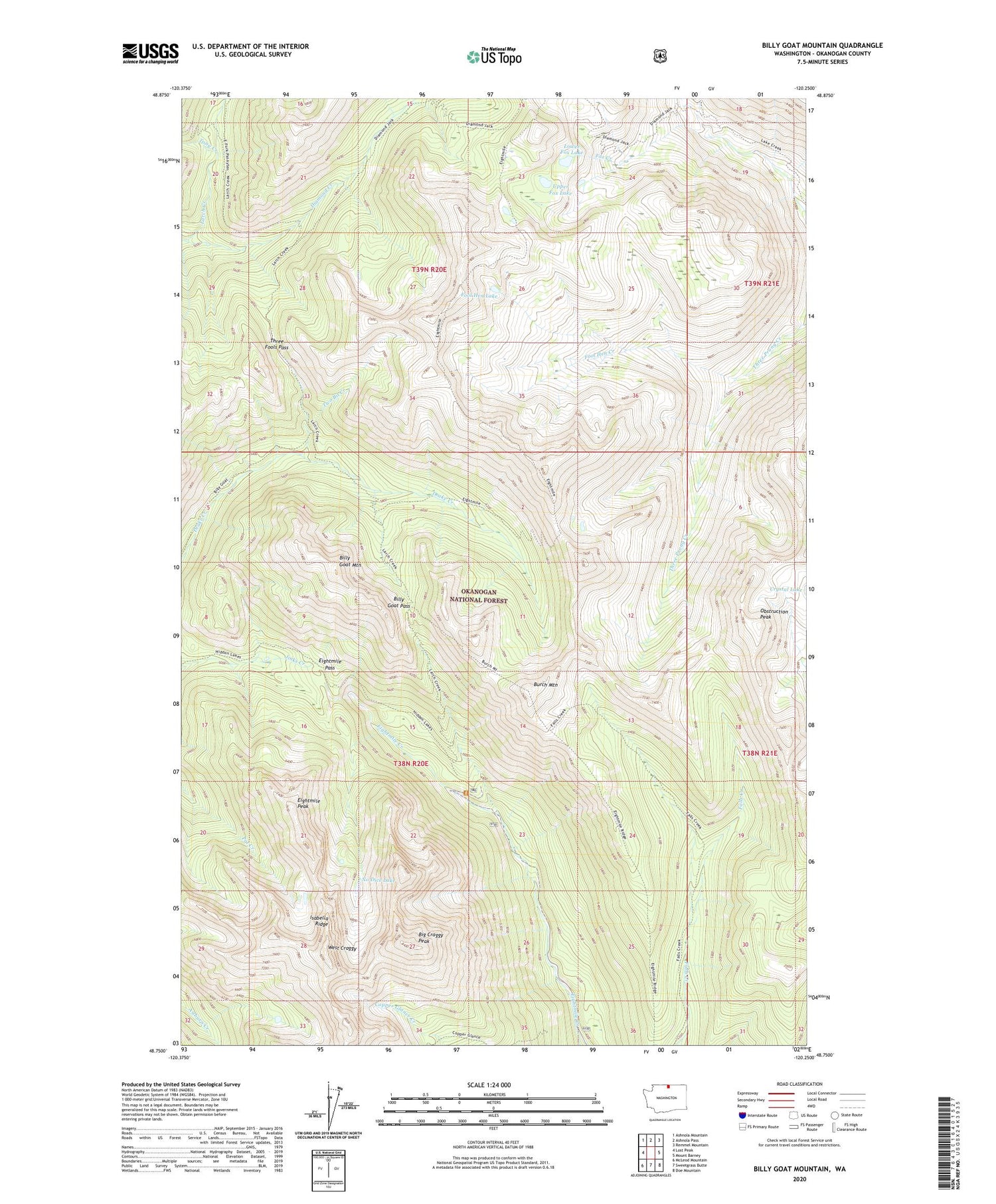 Billy Goat Mountain Washington US Topo Map Image