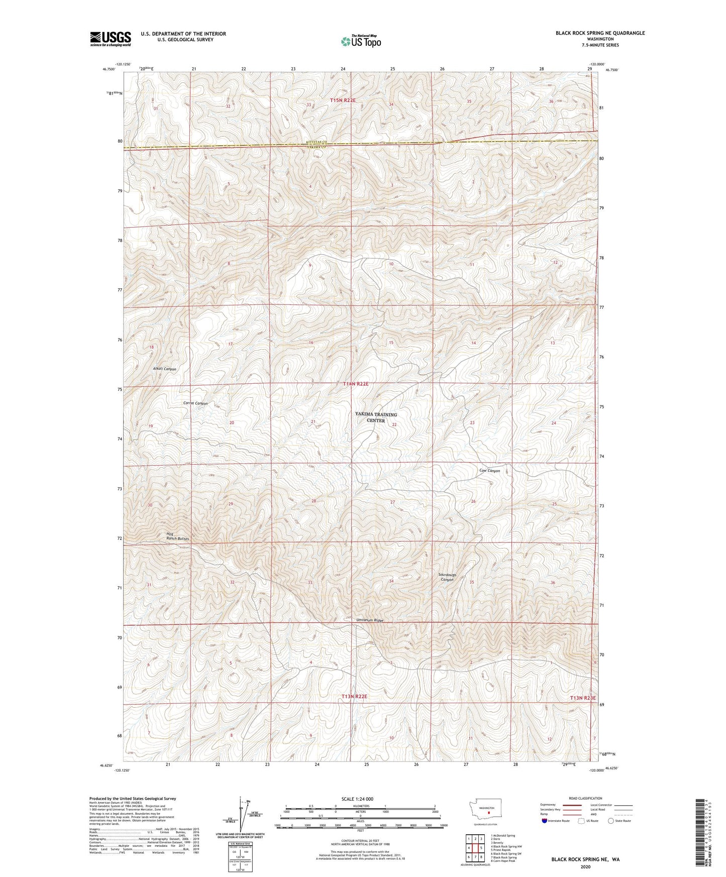 Black Rock Spring NE Washington US Topo Map Image