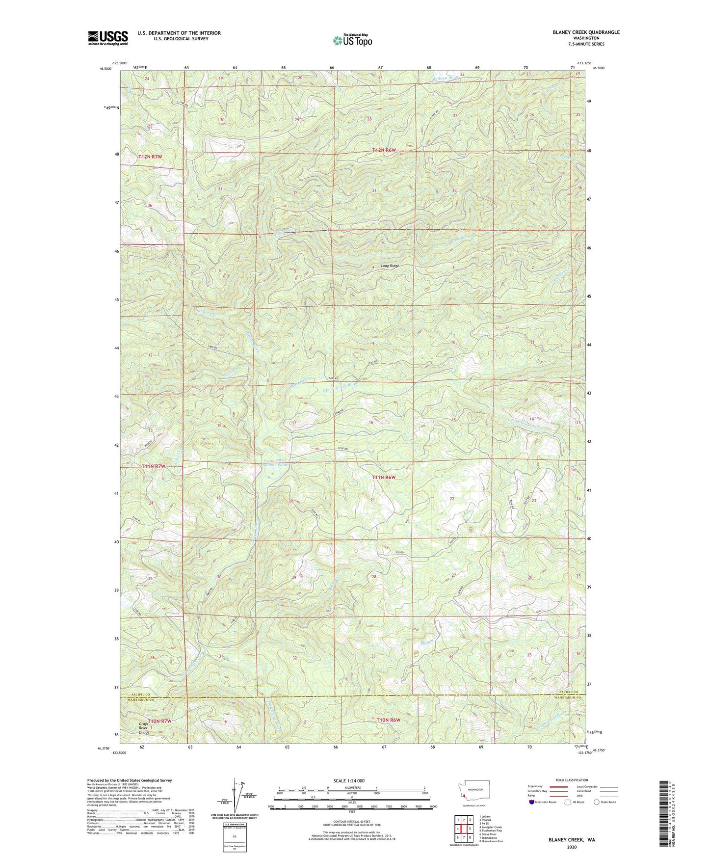 Blaney Creek Washington US Topo Map Image