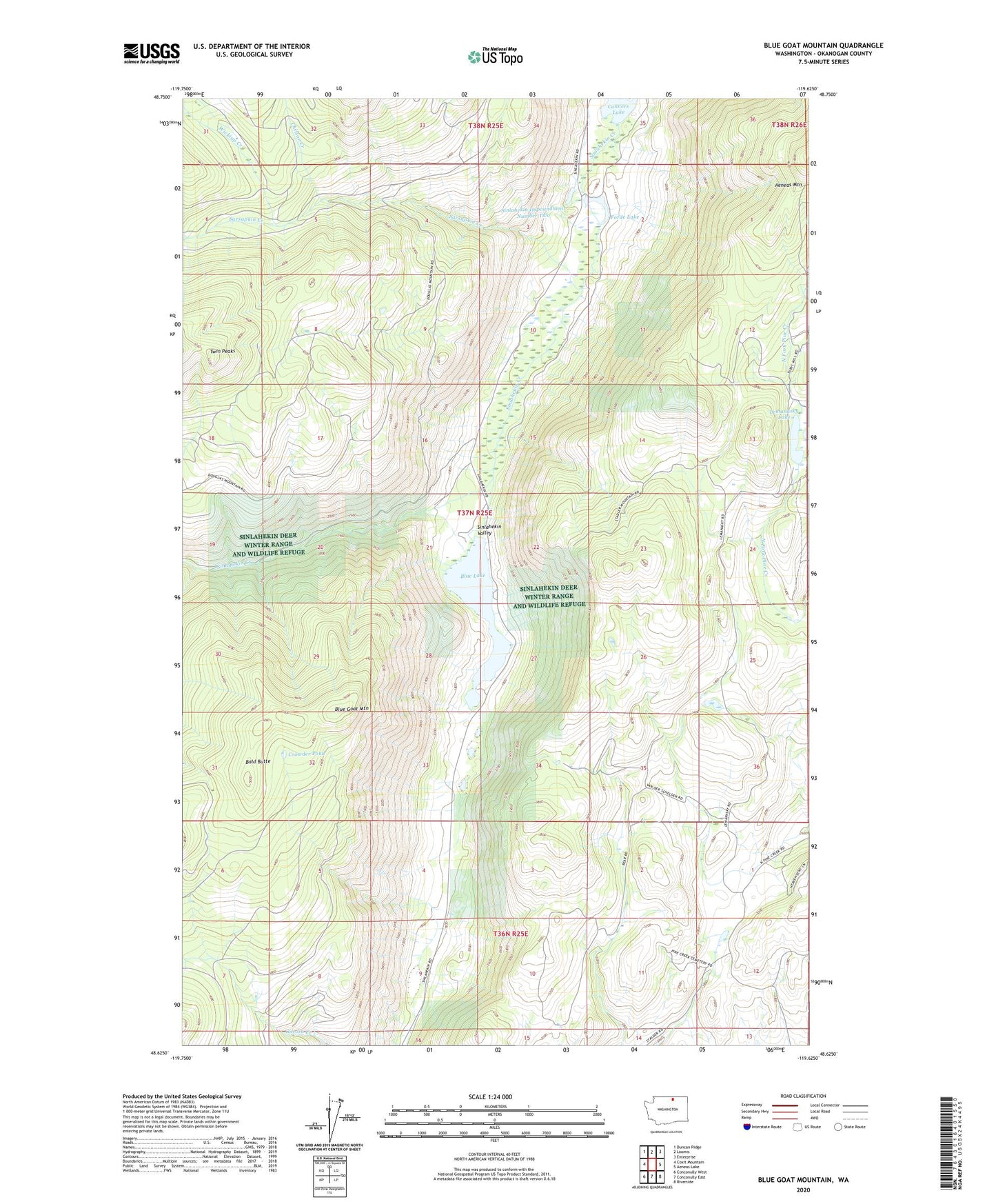 Blue Goat Mountain Washington US Topo Map Image