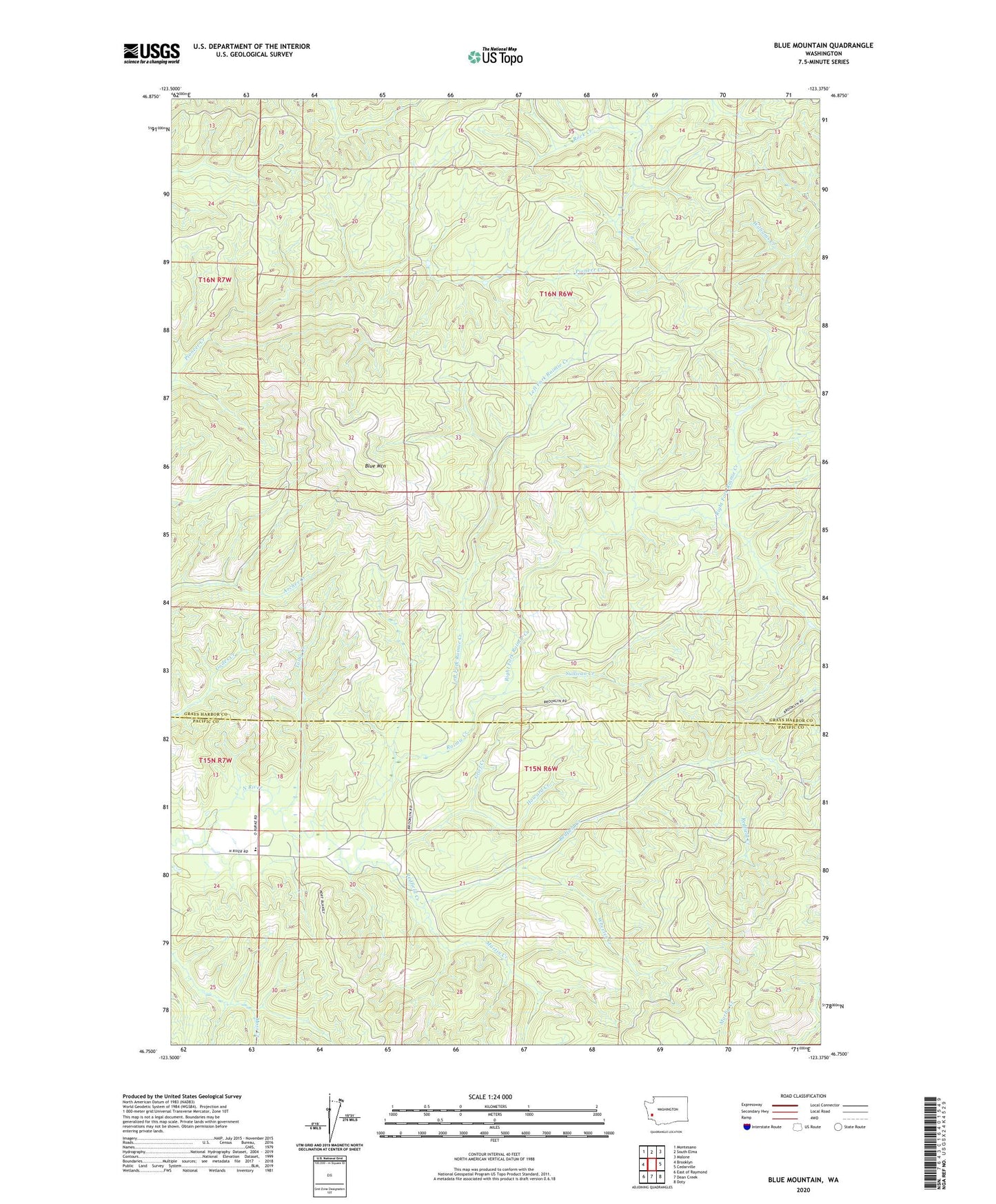 Blue Mountain Washington US Topo Map Image