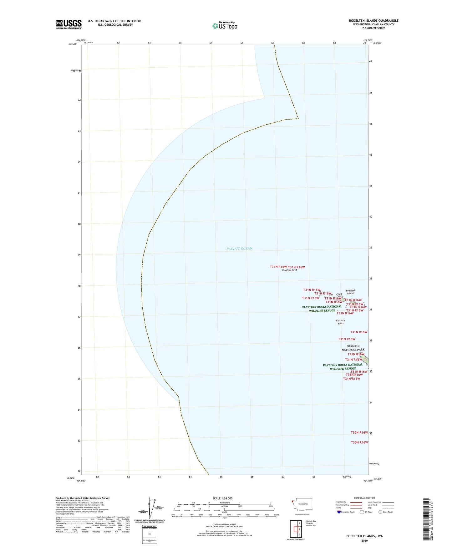Bodelteh Islands Washington US Topo Map Image