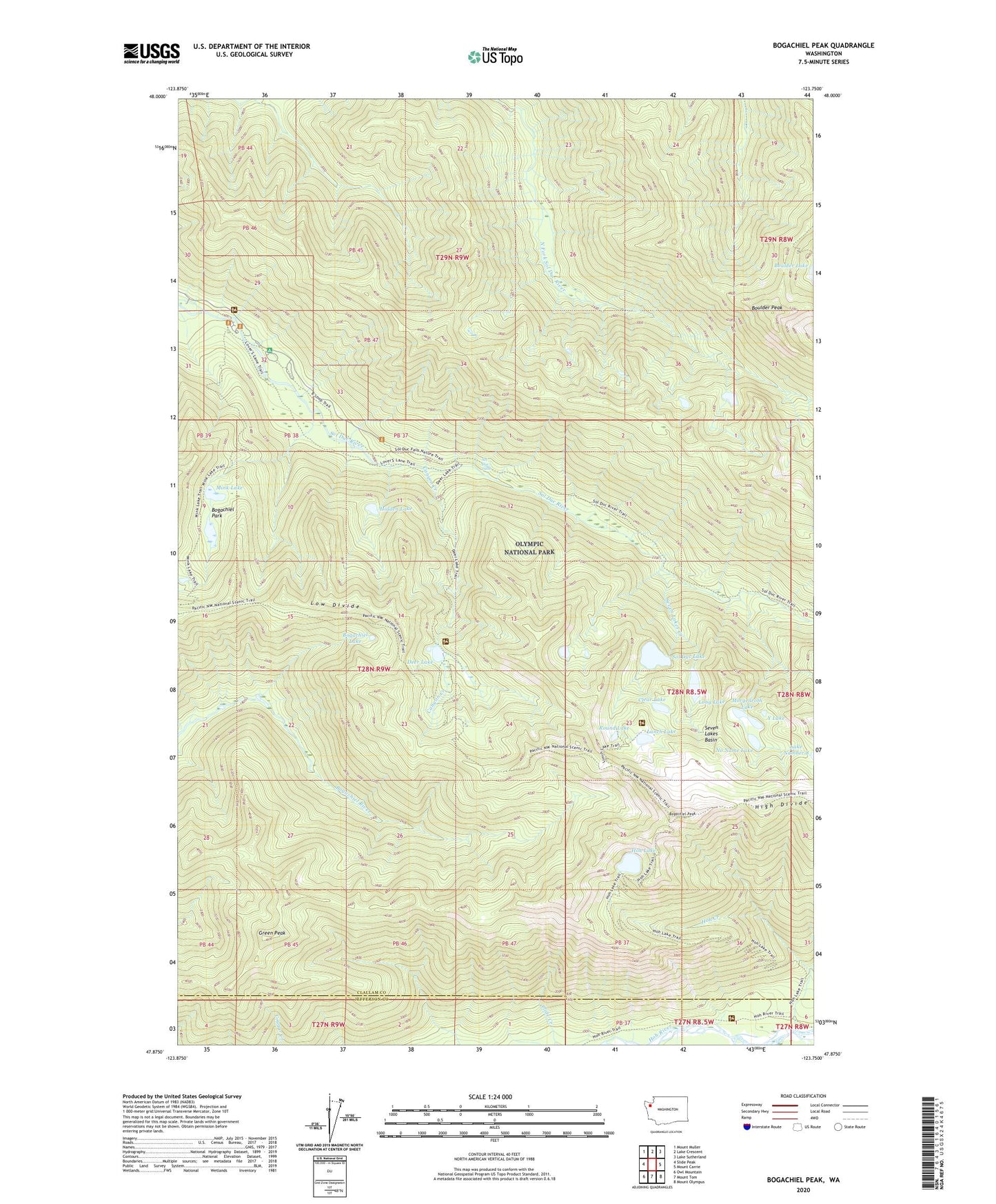 Bogachiel Peak Washington US Topo Map Image