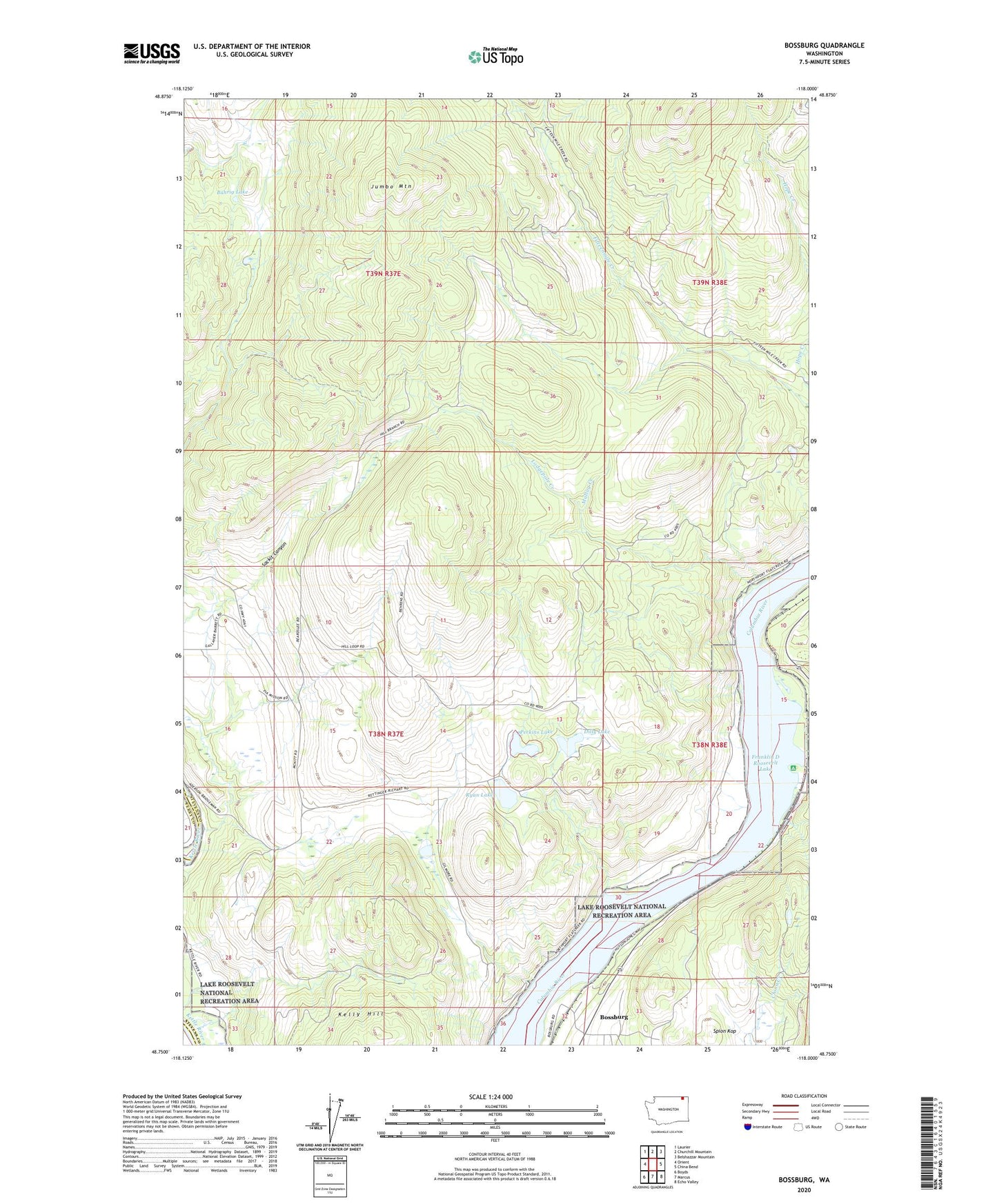 Bossburg Washington US Topo Map Image