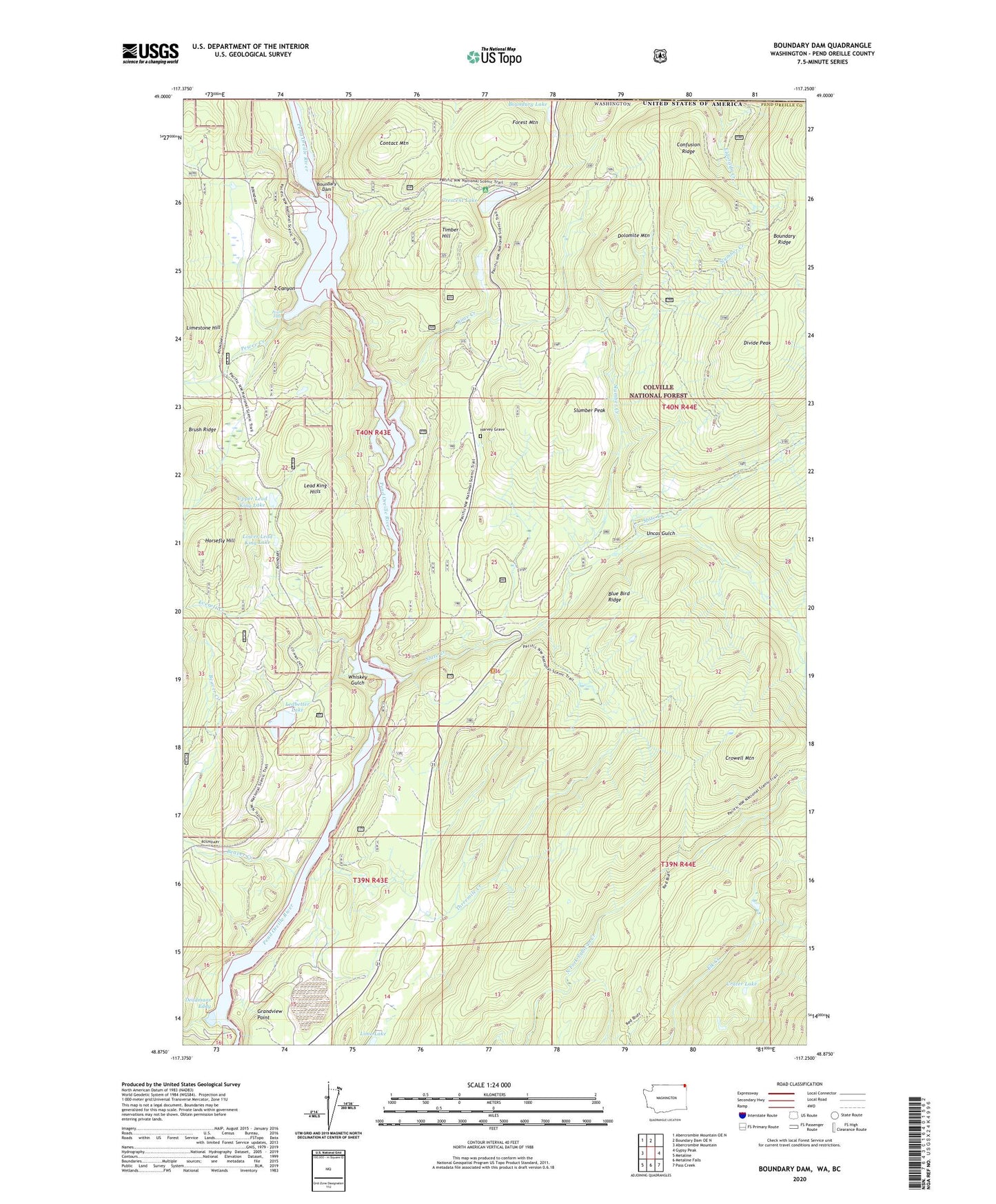 Boundary Dam Washington US Topo Map Image